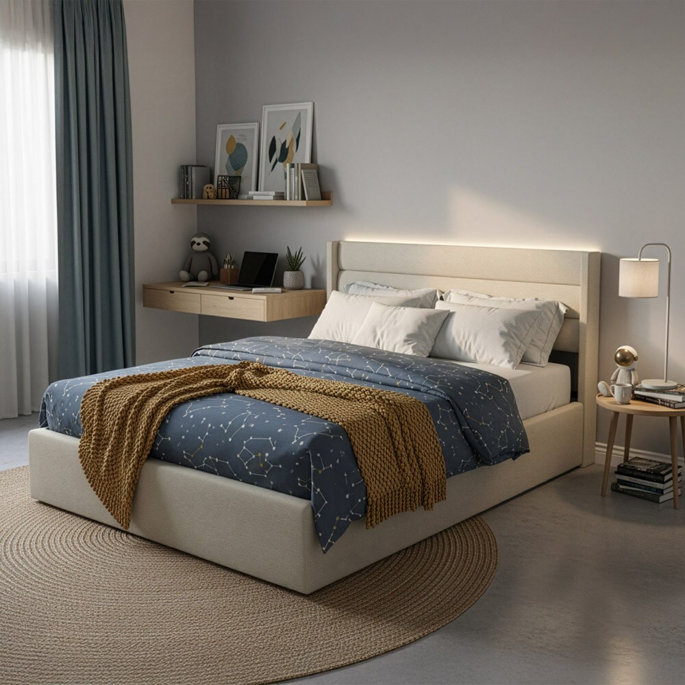 LED Bett SORINA Beige - 140 x 200 cm