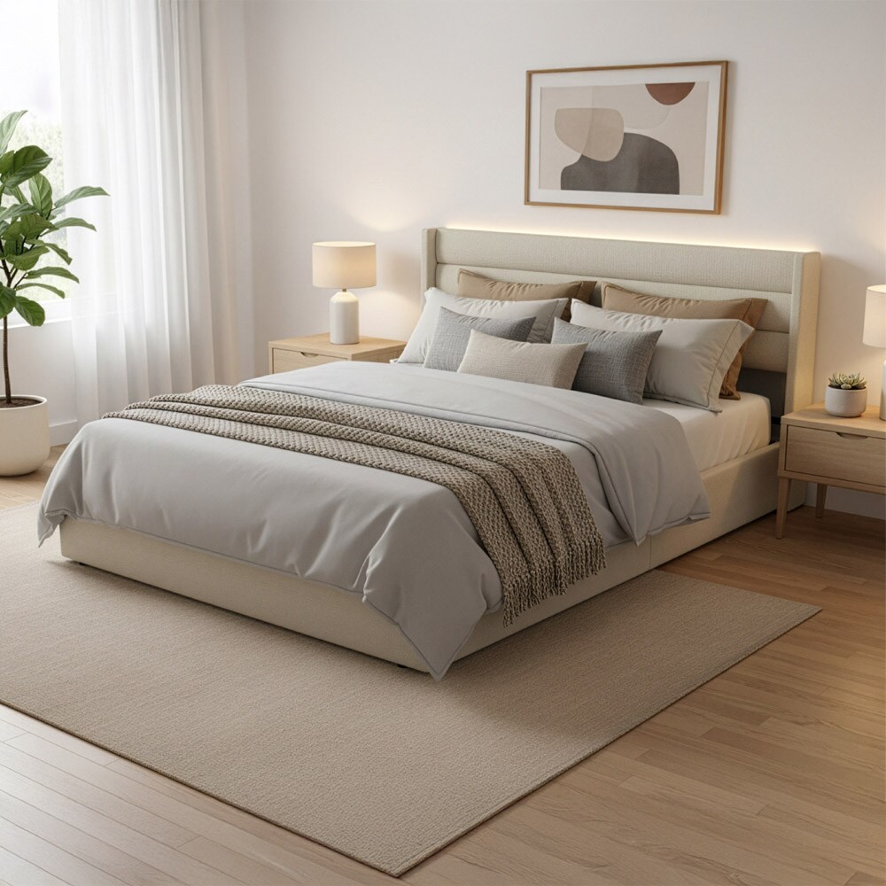 LED Bett SORINA Beige - 160 x 200 cm