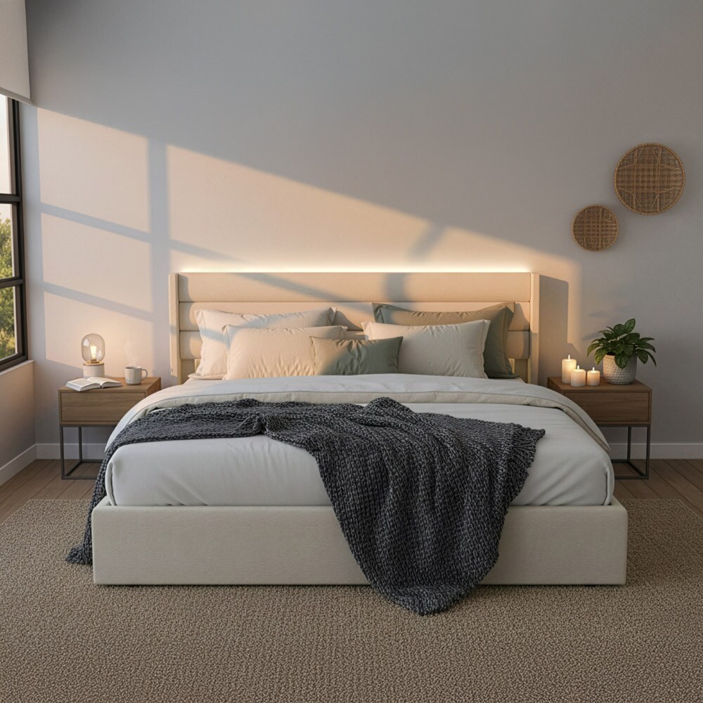 LED Bett SORINA Beige - 180 x 200 cm