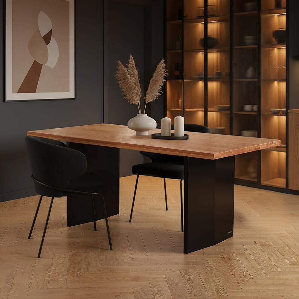 HOME DELUXE Esstisch Eiche ge&ouml;lt DOMELA Schwarz - 180 x 90 cm - Bild 1