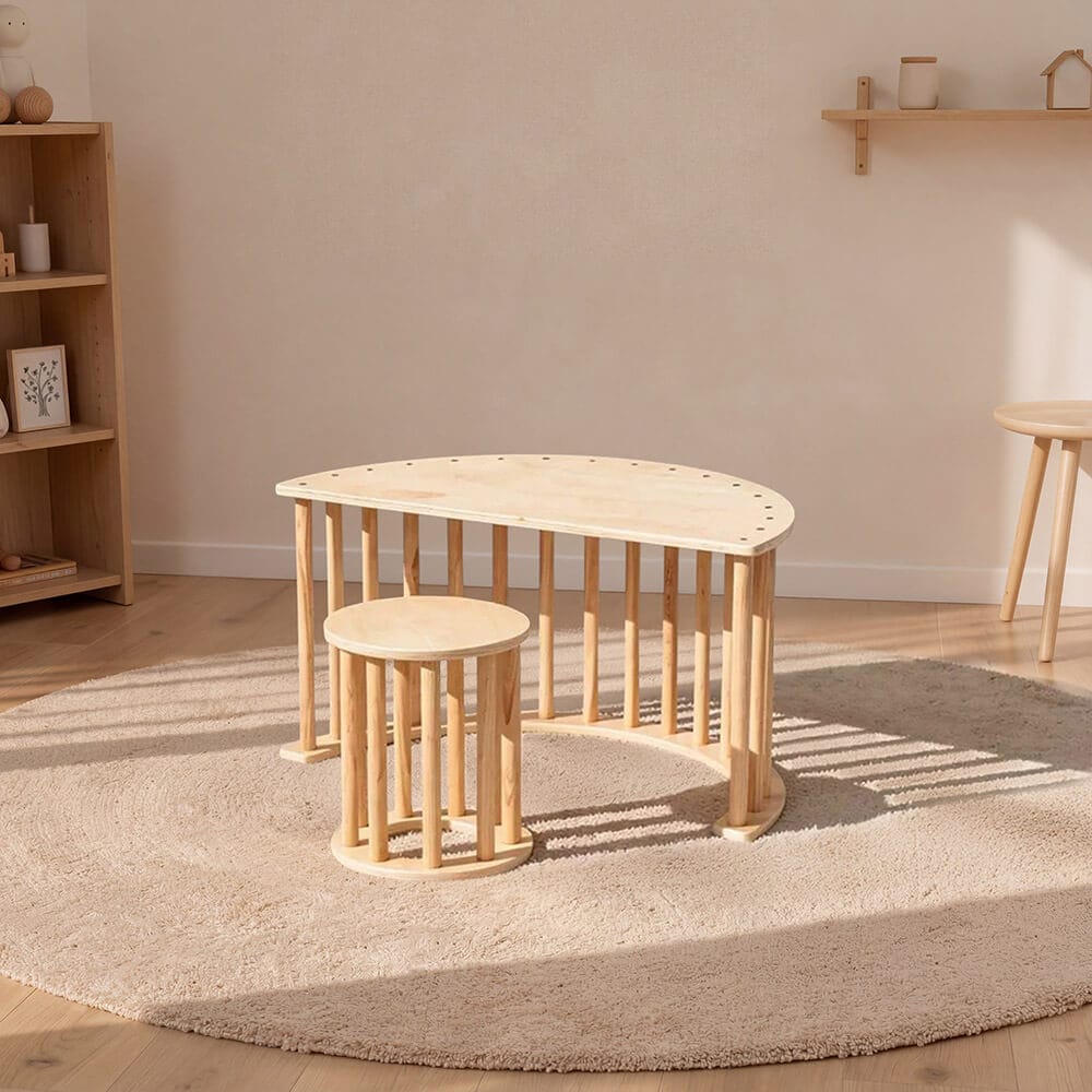 HOME DELUXE Kinderwippe inkl. Hocker und Auflage NALAN &ndash; Natur - Bild 1