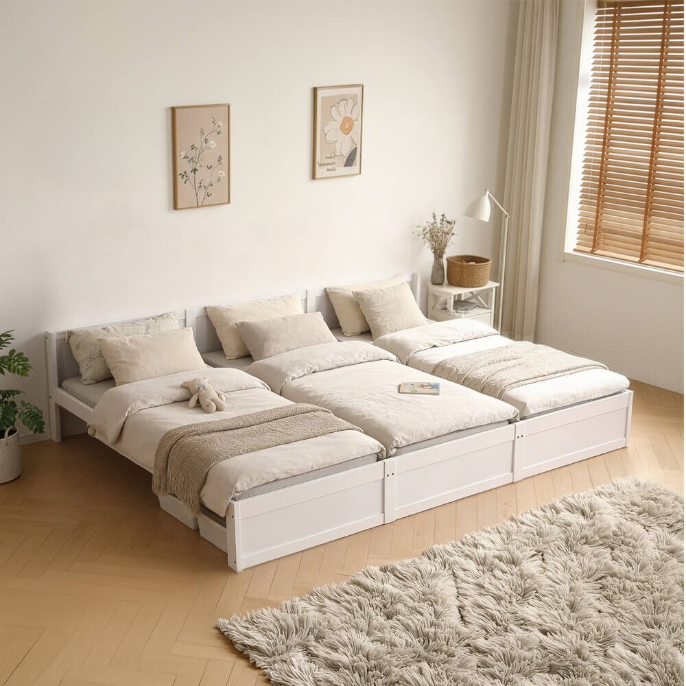 HOME DELUXE Familienbett DILAR inkl. Matratze Weiß – 270 x 200 cm