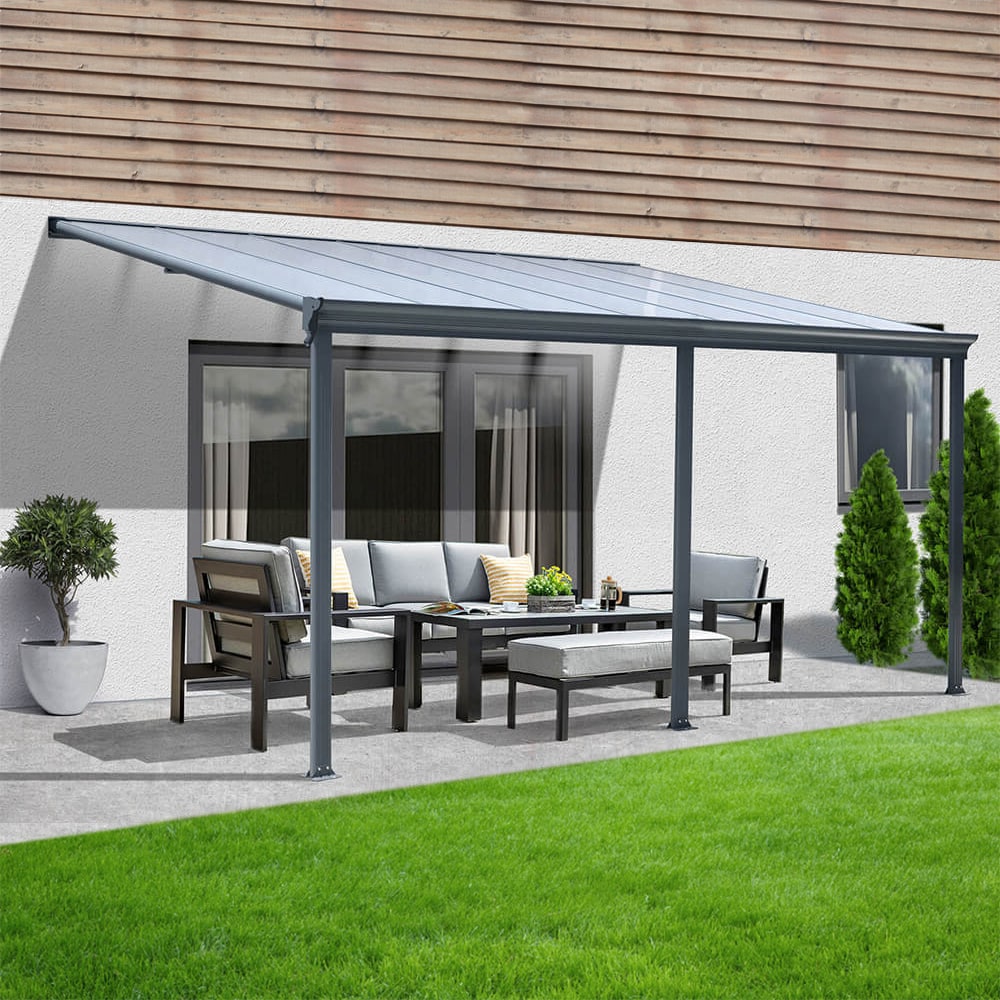 HOME DELUXE Terrassenüberdachung SOLIS - 496 / 503 x 300 / 303 x 278 / 226 cm Grau