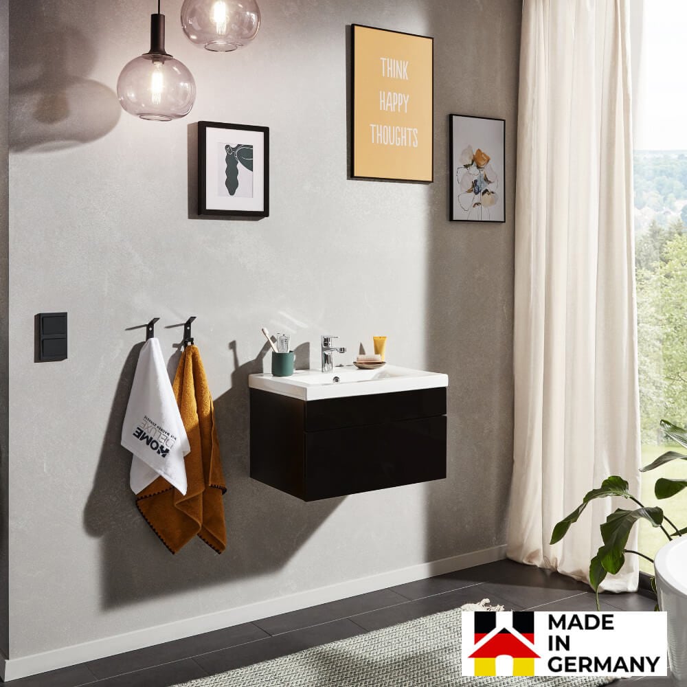 HOME DELUXE Badm&ouml;bel Komplettset WANGEROOGE S -  Schwarz Made in Germany - Bild 1
