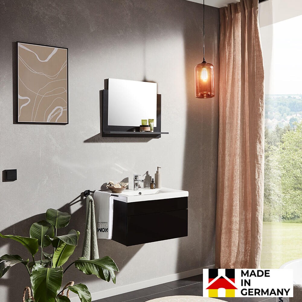 HOME DELUXE Badmöbel Komplettset WANGEROOGE M - Schwarz Made in Germany