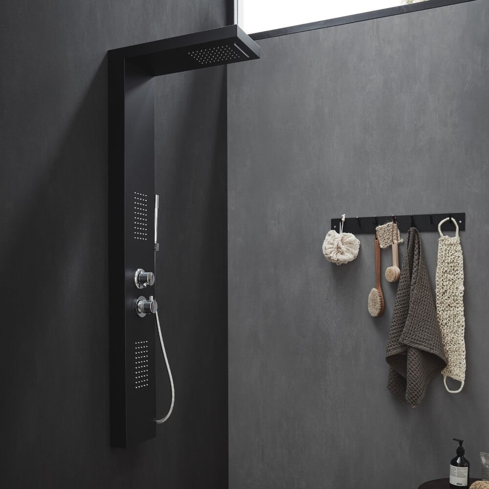 HOME DELUXE Duschpaneel mit Regendusche CASCATA – Schwarz