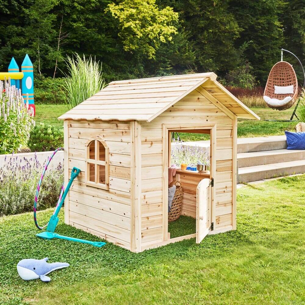 HOME DELUXE Spielhaus DER GROSSE PALAST - 106 x 111 cm Natur ohne Bank