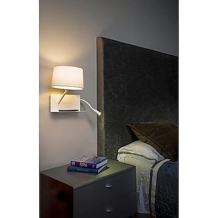 Licht-Trend Schlafzimmer Wandleuchte Steel mit LED-Lesearm links Weiß - Bild 1