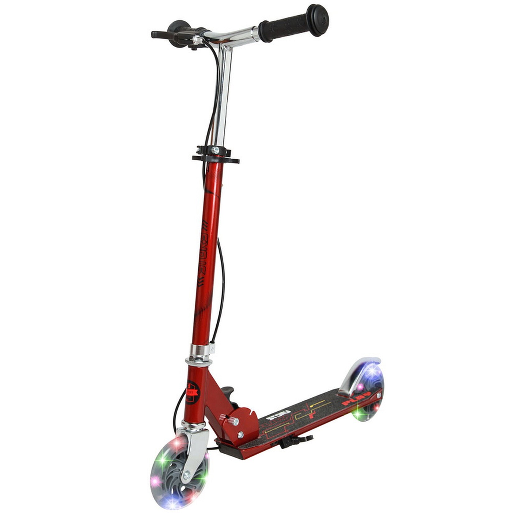 Kinder-Scooter Play LED, dunkelrot