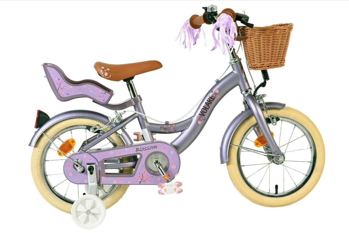 VOLARE Kinderfahrrad Blossom 14 Zoll ohne Rücktrittbremse, lila