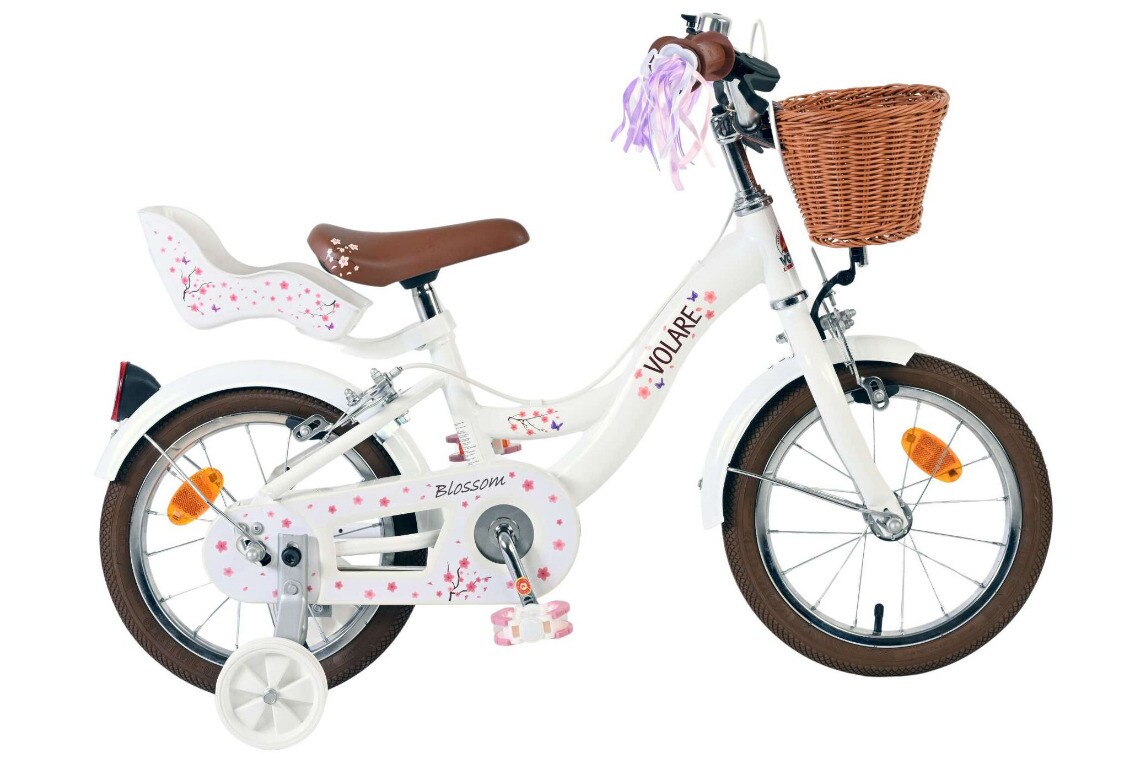 VOLARE Kinderfahrrad Blossom 14 Zoll ohne Rücktrittbremse, weiß