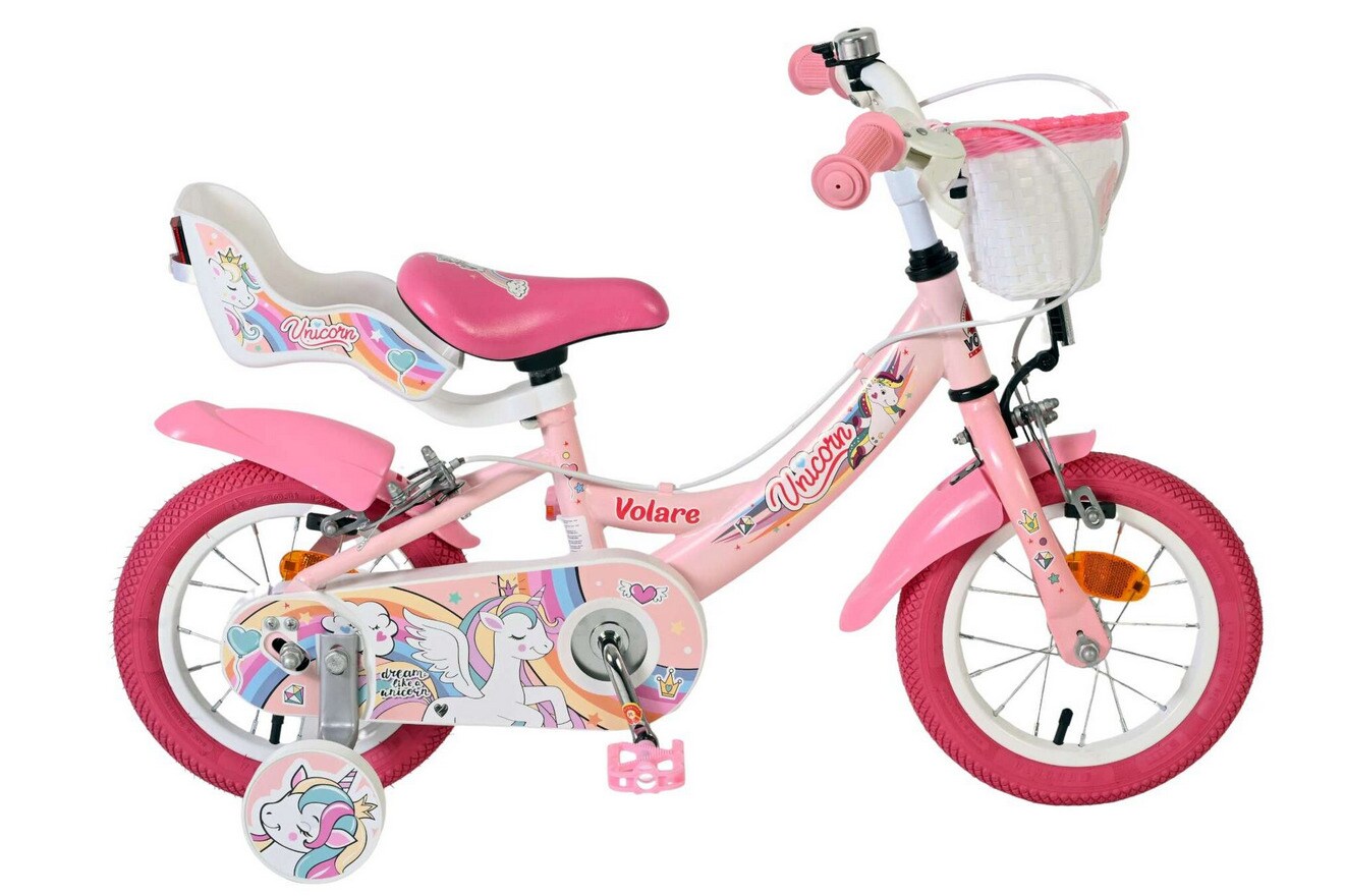 VOLARE Kinderfahrrad Unicorn 12 Zoll ohne Rücktrittbremse, rosa