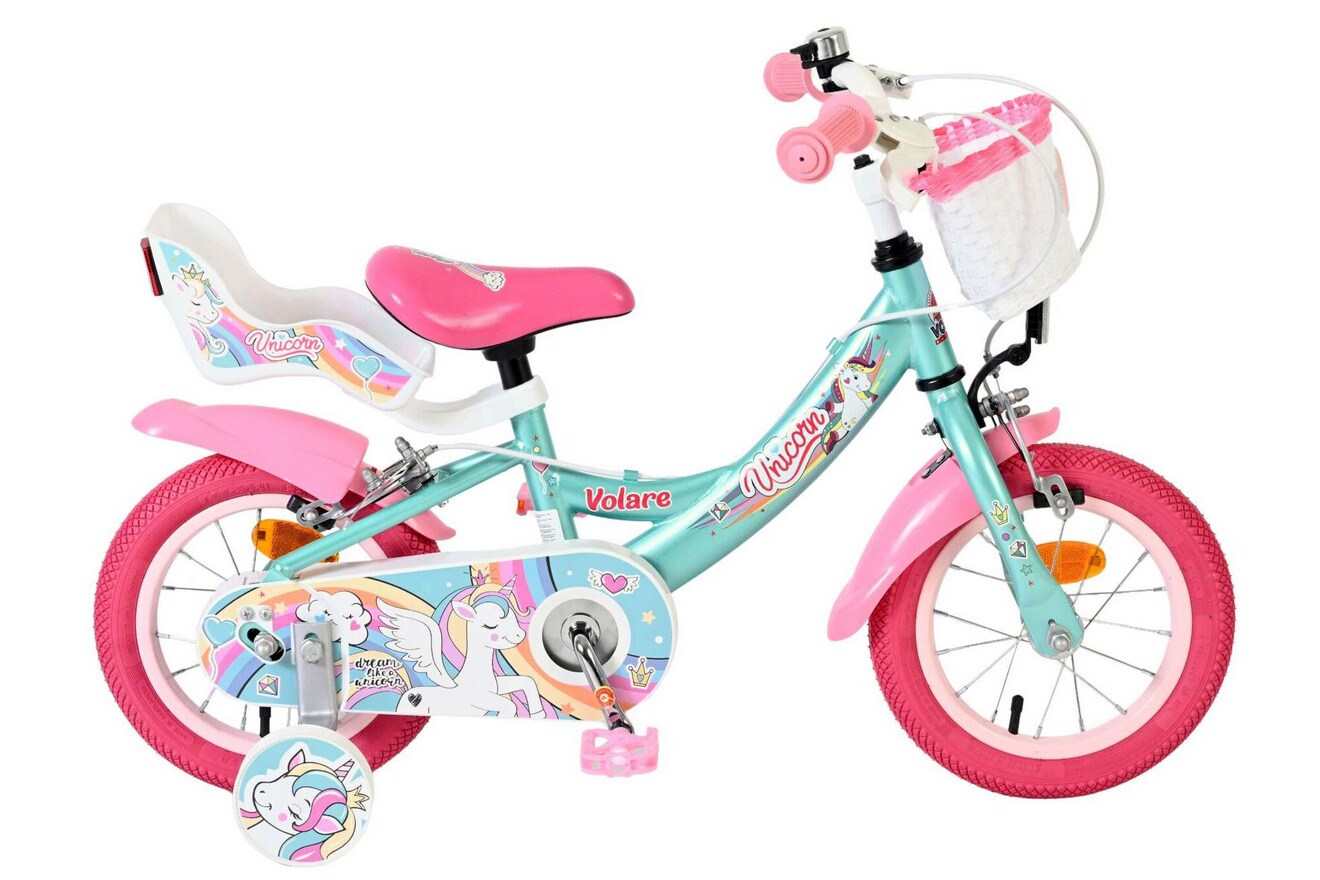 VOLARE Kinderfahrrad Unicorn 12 Zoll ohne Rücktrittbremse, grün