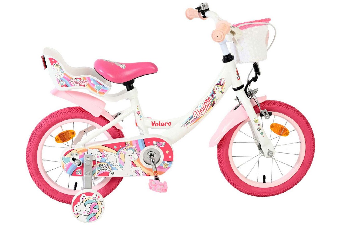 VOLARE Kinderfahrrad Unicorn 14 Zoll, weiß