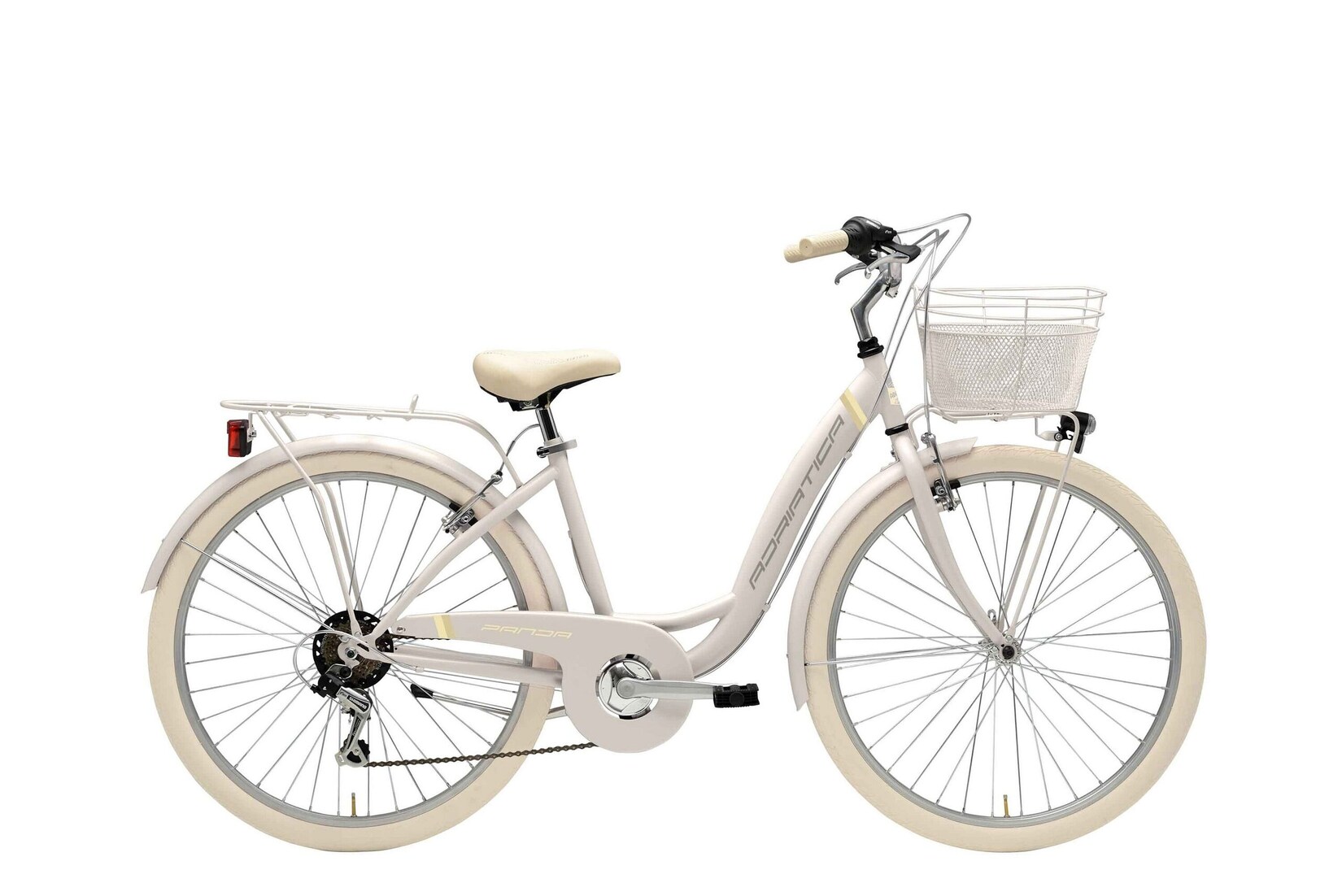 Adriatica Cityfahrrad 26 Zoll PANDA weiß, inkl. Korb