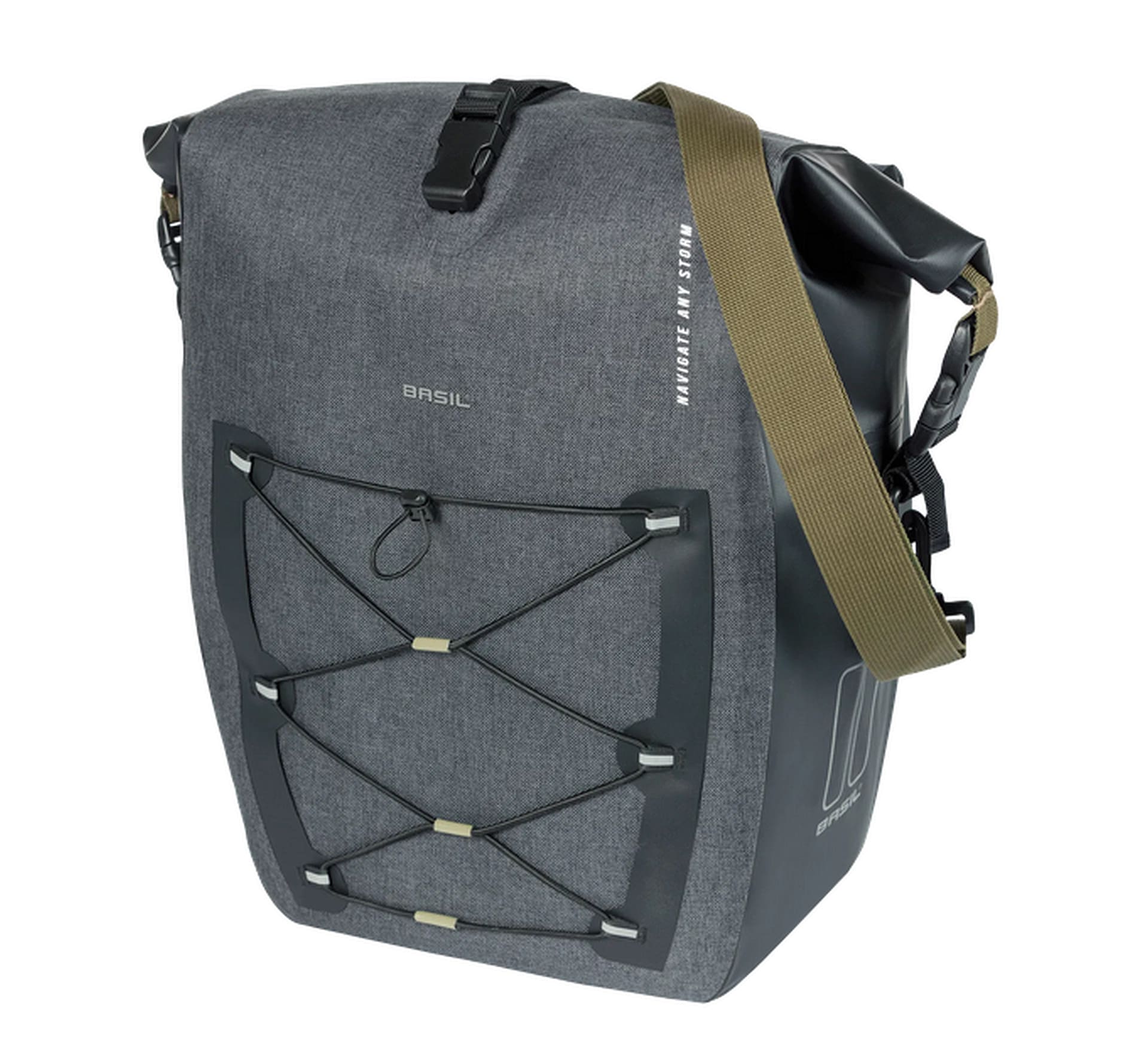 BASIL Gep&auml;cktr&auml;ger-Tasche "Navigator Storm MIK Studs L", grau - Bild 1