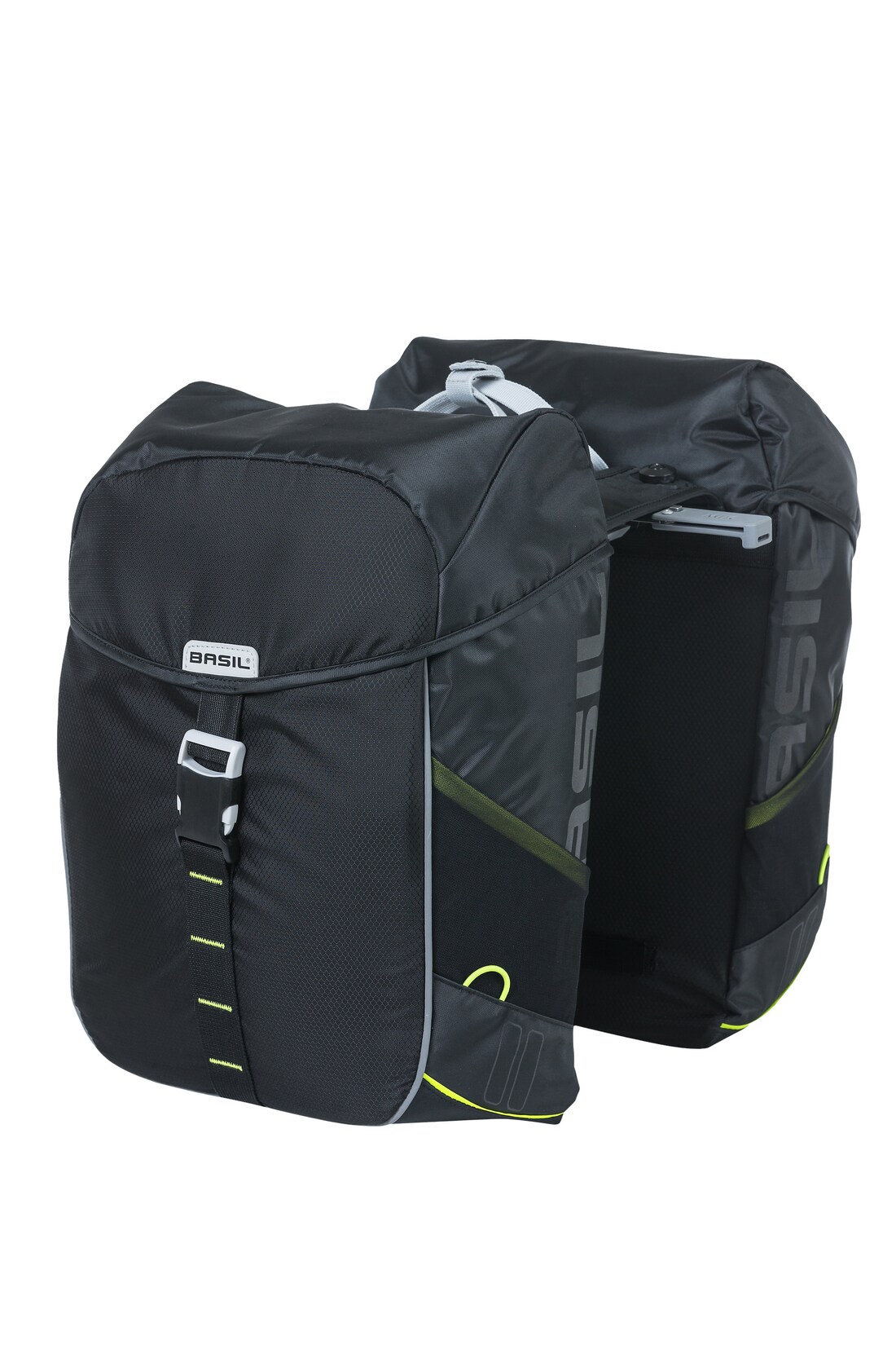 BASIL Fahrrad – Doppeltasche  „Miles MIK 2.0“, schwarz/lime | 08715019183041