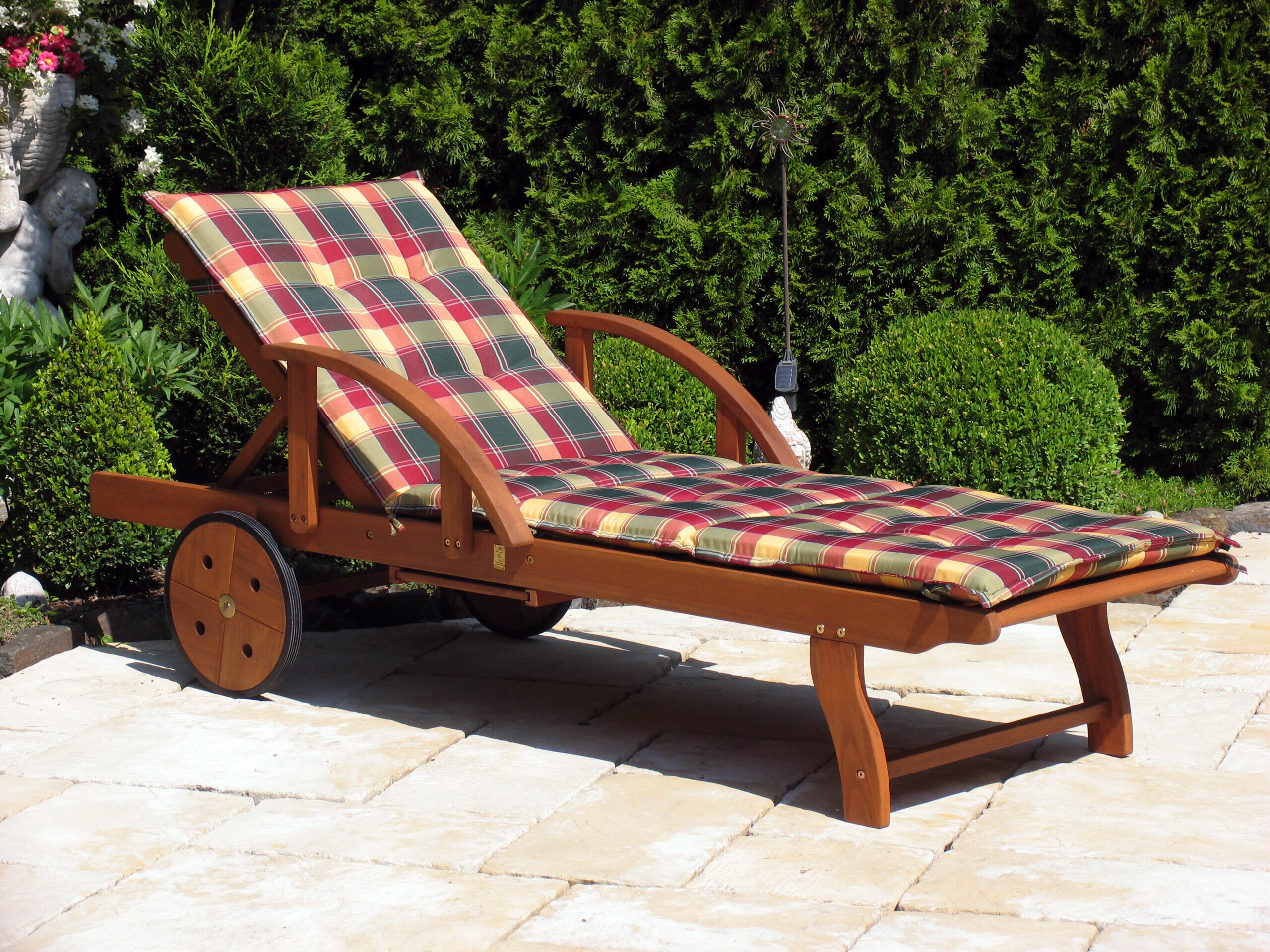 Grasekamp Auflage Gartenliege Karo Liegestuhl  Sonnenliege Relaxliege - Bild 1