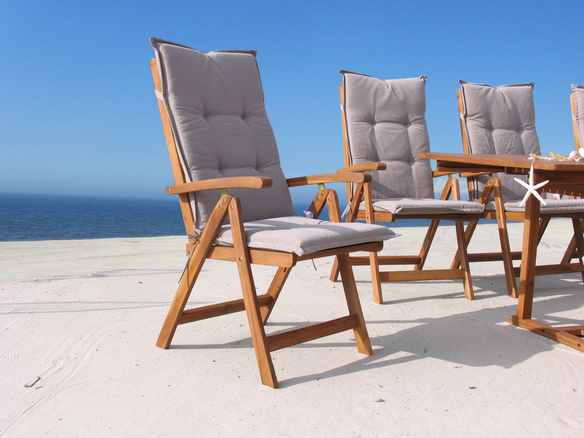 Grasekamp 4 St&uuml;ck Auflagen Sand zu Sessel  Klappsessel Gartensessel - Bild 1