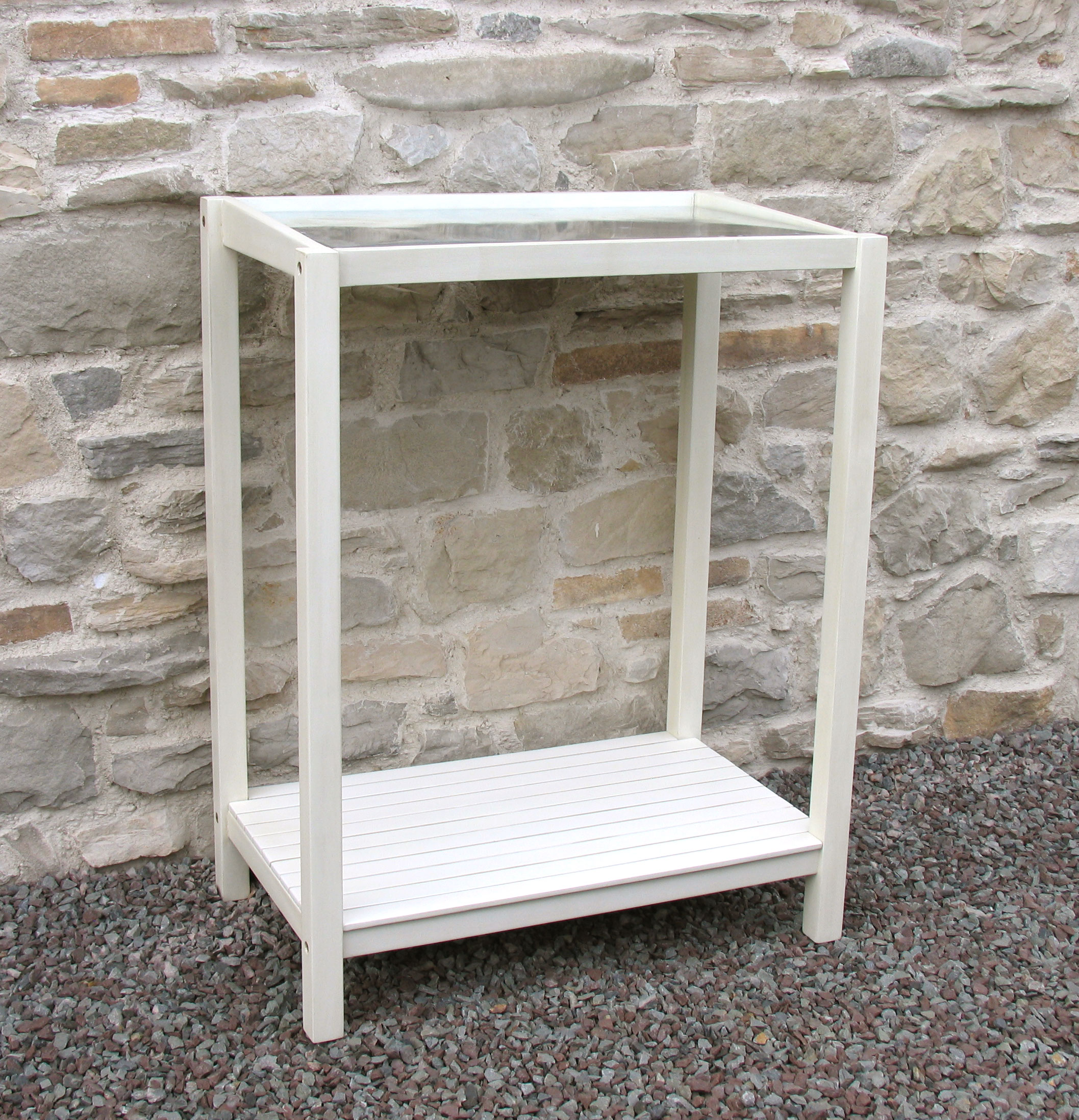 Grasekamp Pflanztisch Gartentisch Akazie Wei&szlig;  Arbeitsfl&auml;che Zink - Bild 1