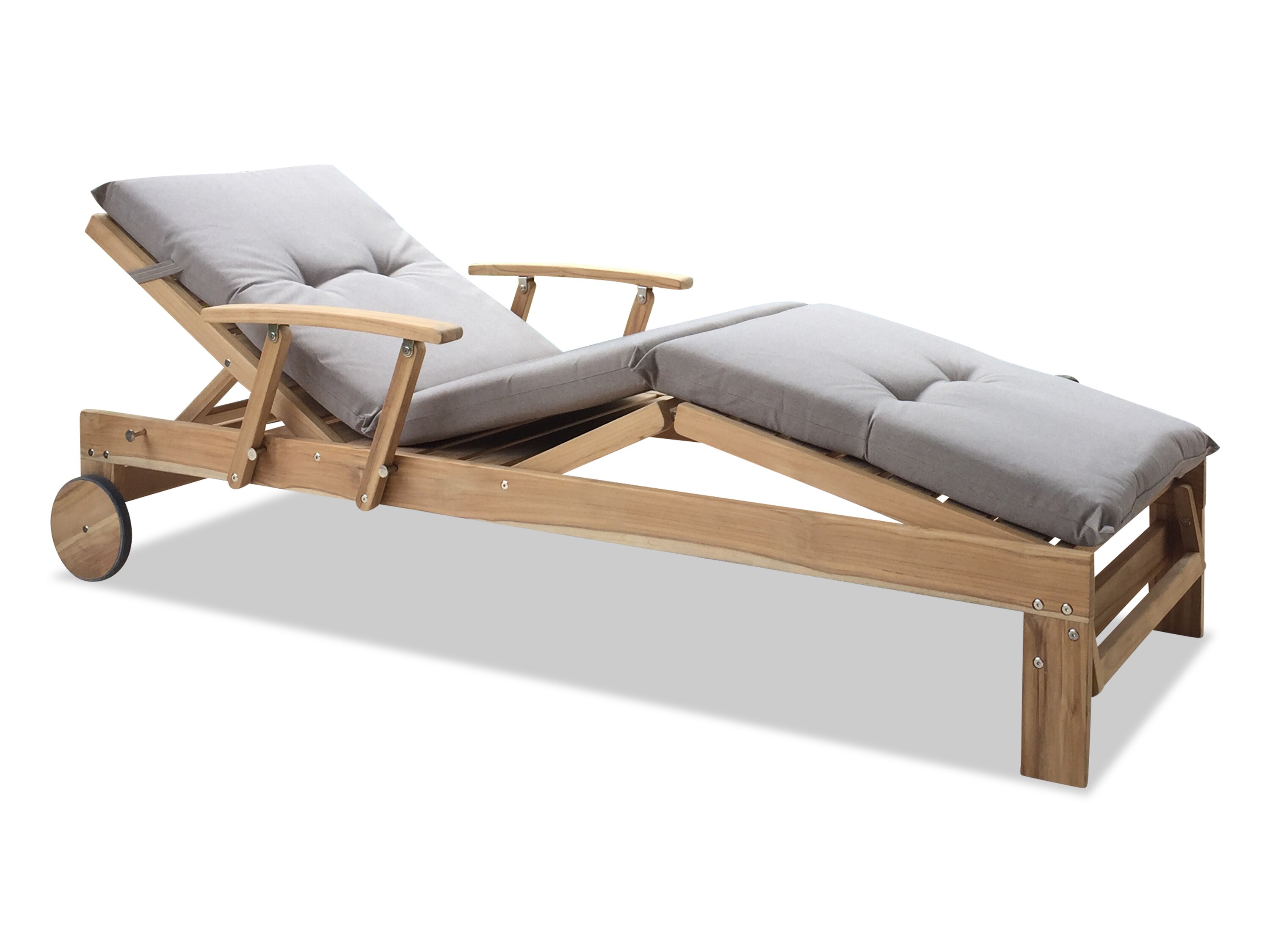 Grasekamp Gartenliege Teak mit Kissen Sand  Liegestuhl Sonnenliege Relaxliege - Bild 1