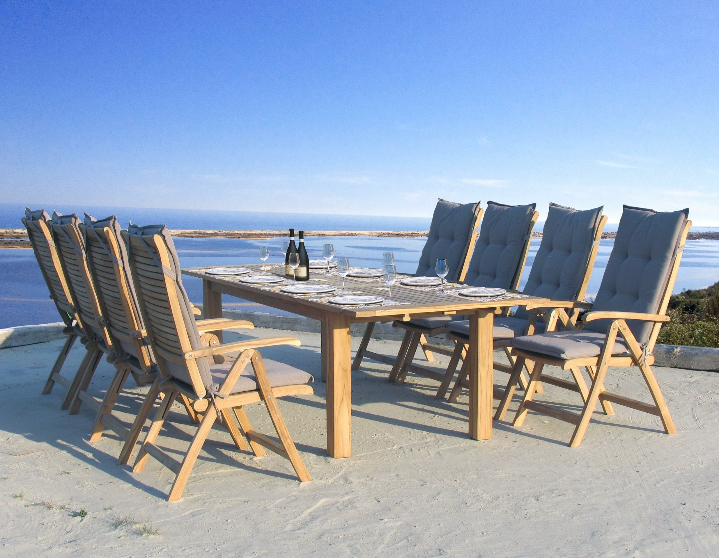 Grasekamp 17tlg Teak Sitzgruppe Sitzgarnitur  Essgruppe Gartengarnitur Gartenm&ouml;bel  Gartenset Sand - Bild 1