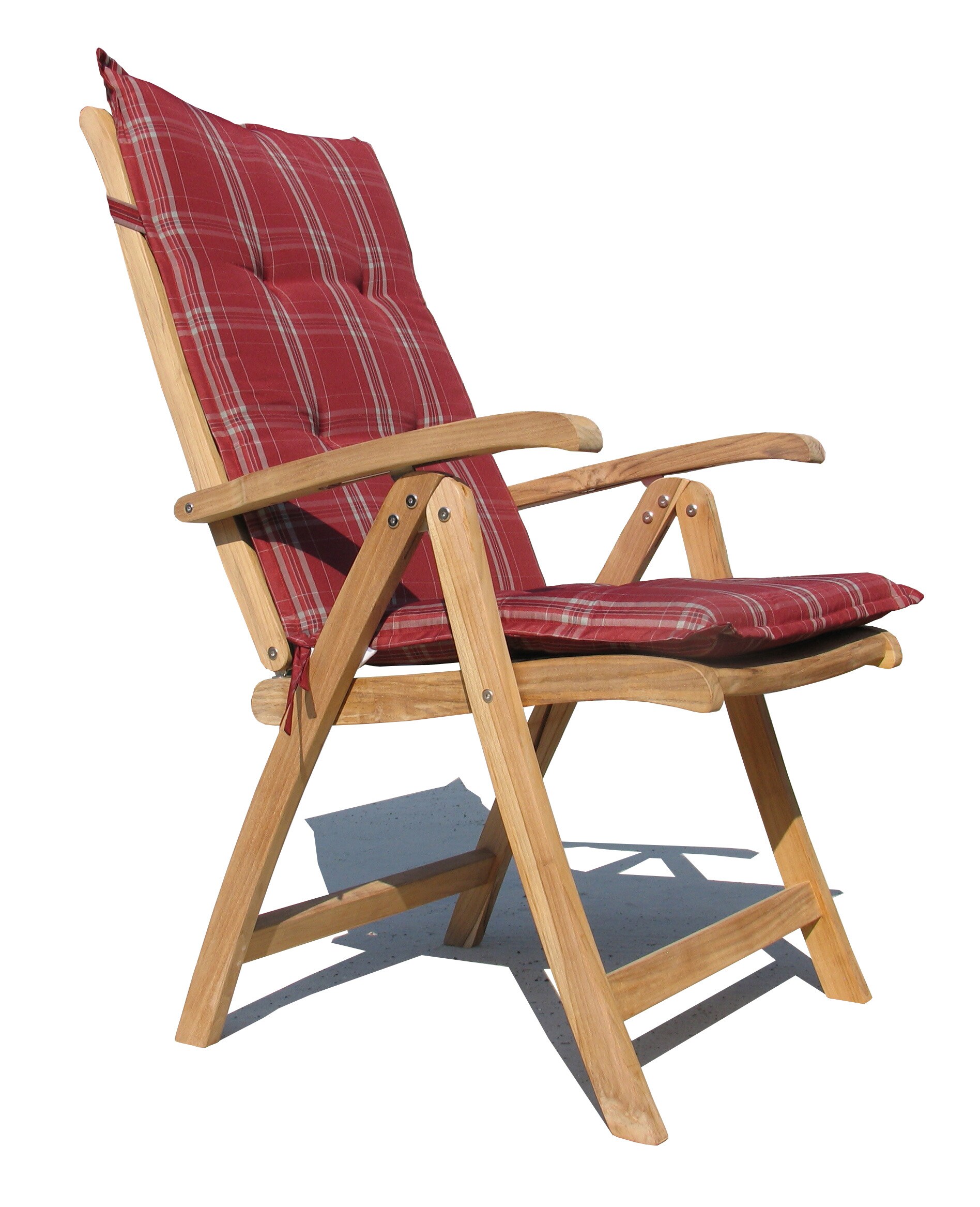 Grasekamp Teak Sessel mit Kissen Rubin  Gartenst&uuml;hle Klappstuhl Teak Holz  Gartenm&ouml;bel - Bild 1