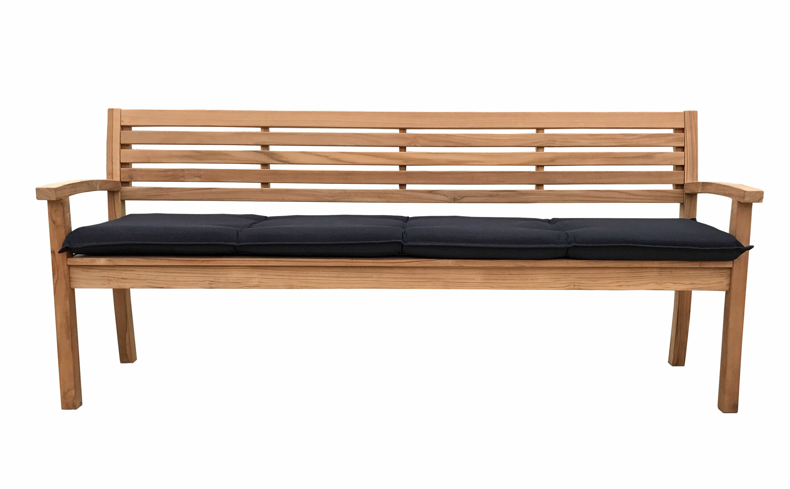 Grasekamp Gartenbank Teak Modern XL 200 cm mit  Auflage Anthrazit Gartenm&ouml;bel Holzbank  Sitzbank Parkbank - Bild 1