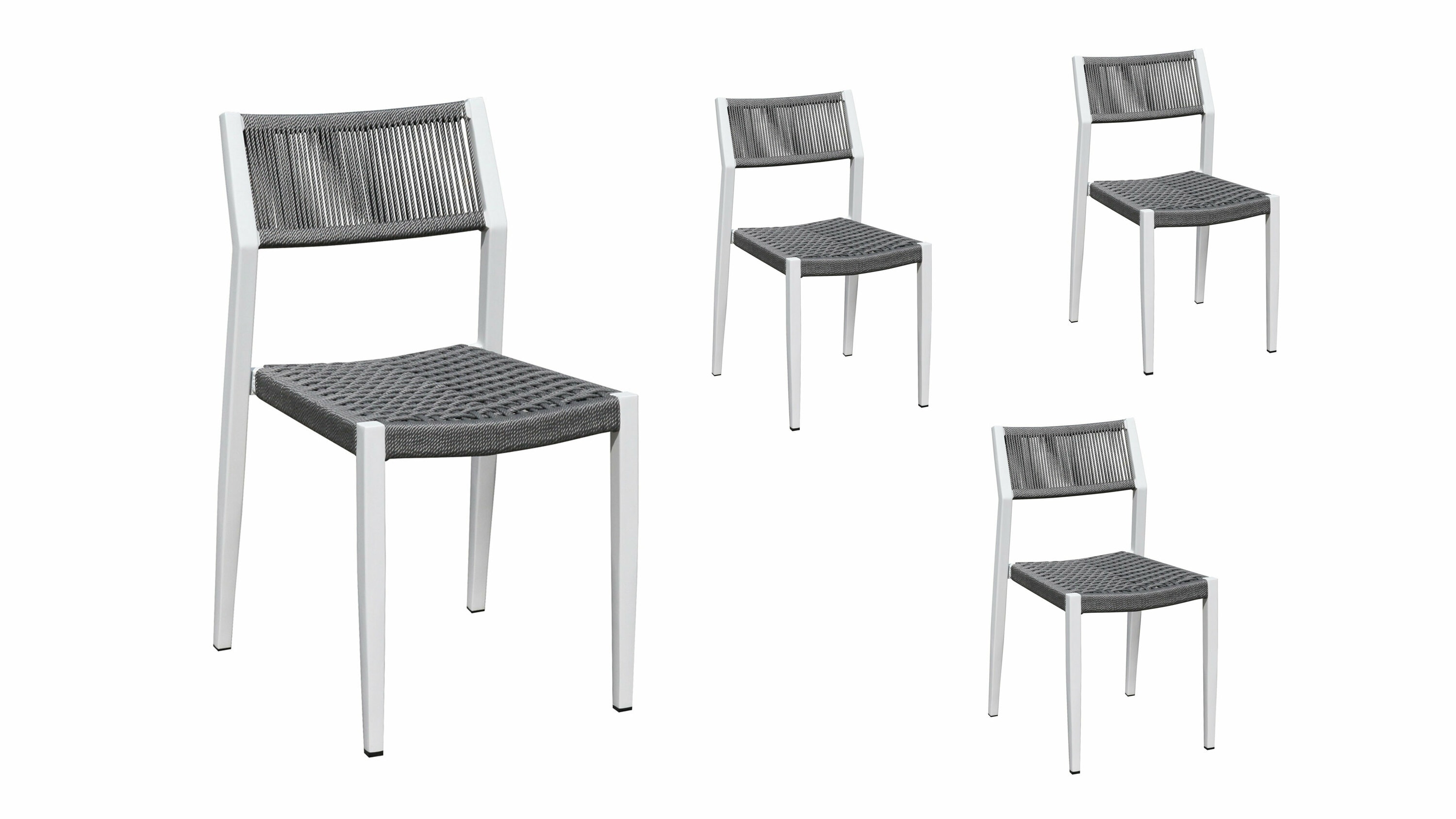 Grasekamp Stapelstuhl-Set Sol 4 teilig aus  Aluminium - Wei&szlig;/Grau - Bild 1