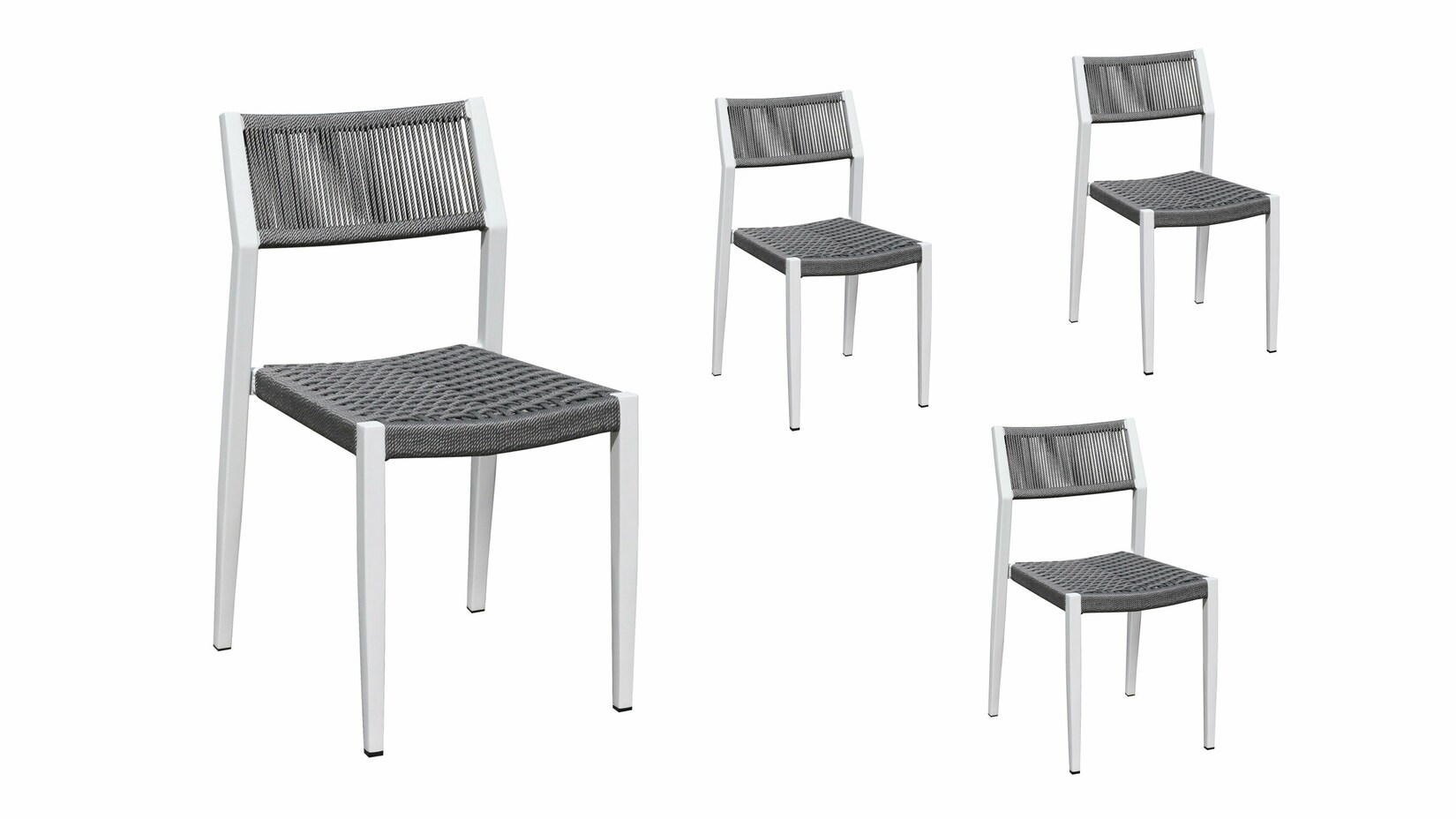 Grasekamp Stapelstuhl-Set Sol 4 teilig aus  Aluminium – Weiß/Grau | 04001827119735