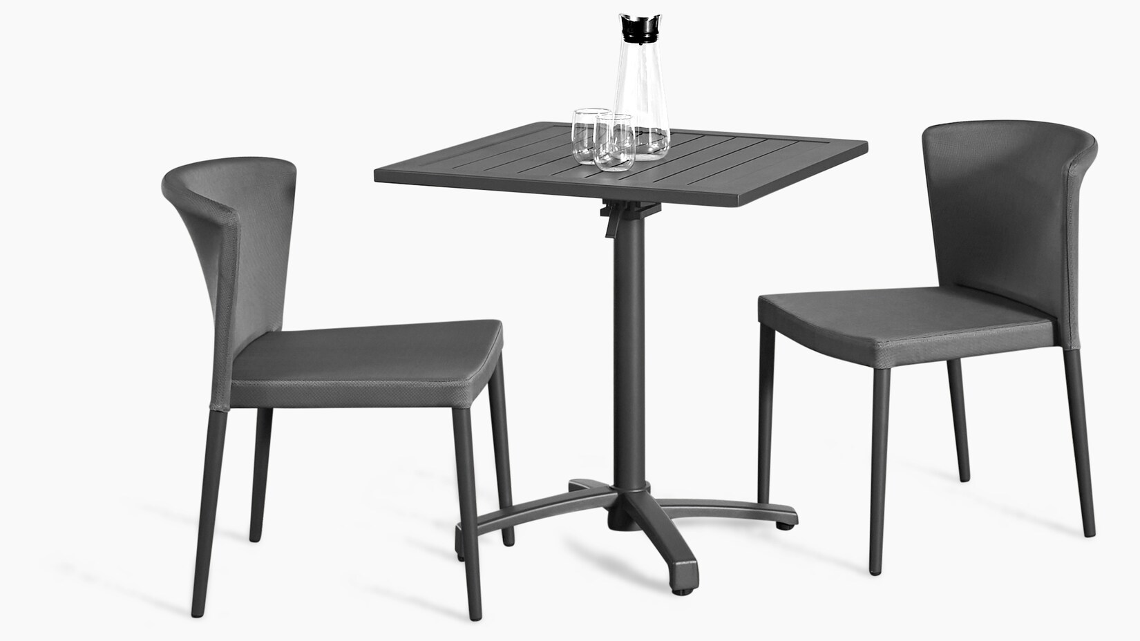 Balkonset Sol 3 teilig - 2x Stapelstuhl  und Klapptisch aus Aluminium/Textilene