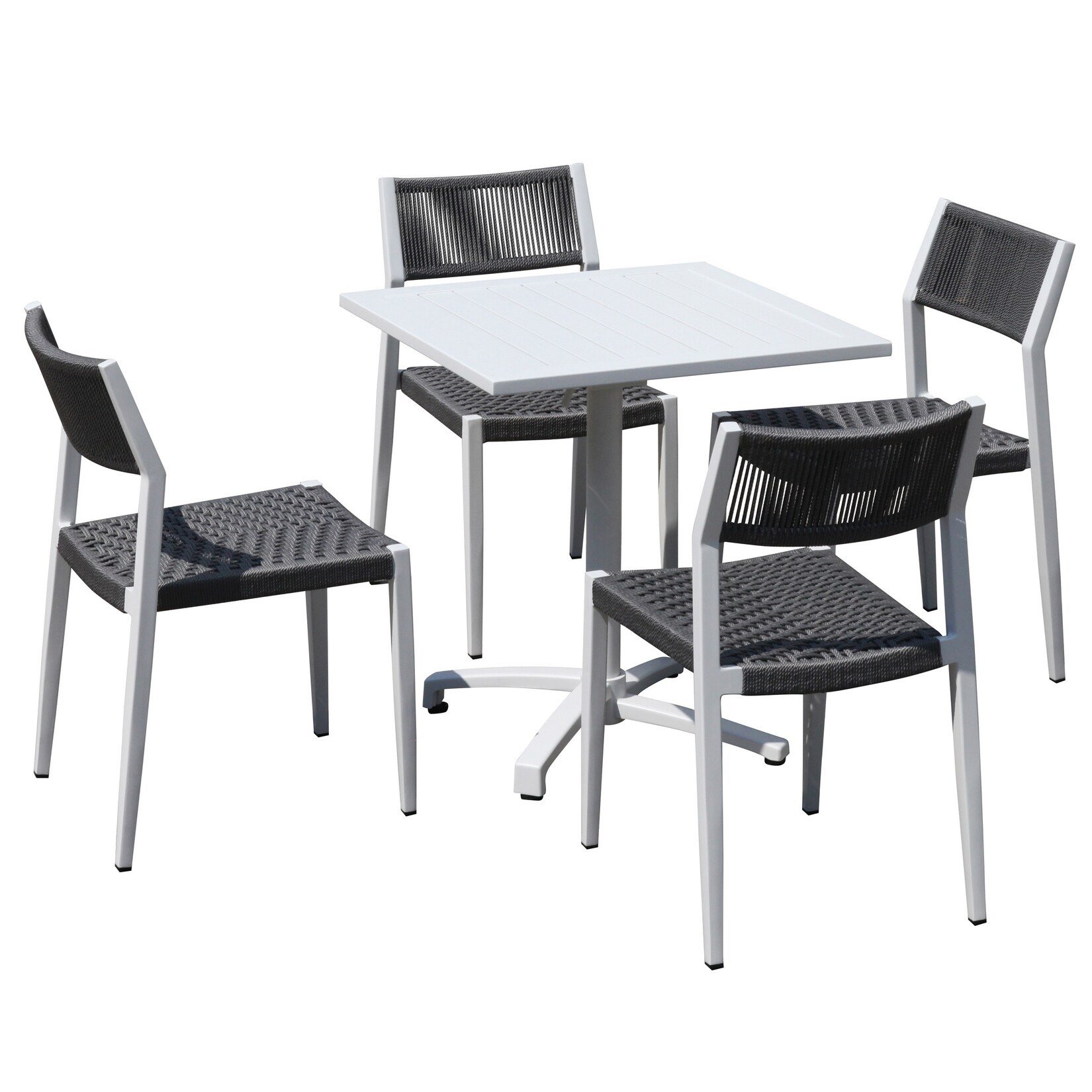 Terrassenset Sol 5 teilig - Klapptisch  und 4x Stapelstuhl aus  Aluminium/Textilene