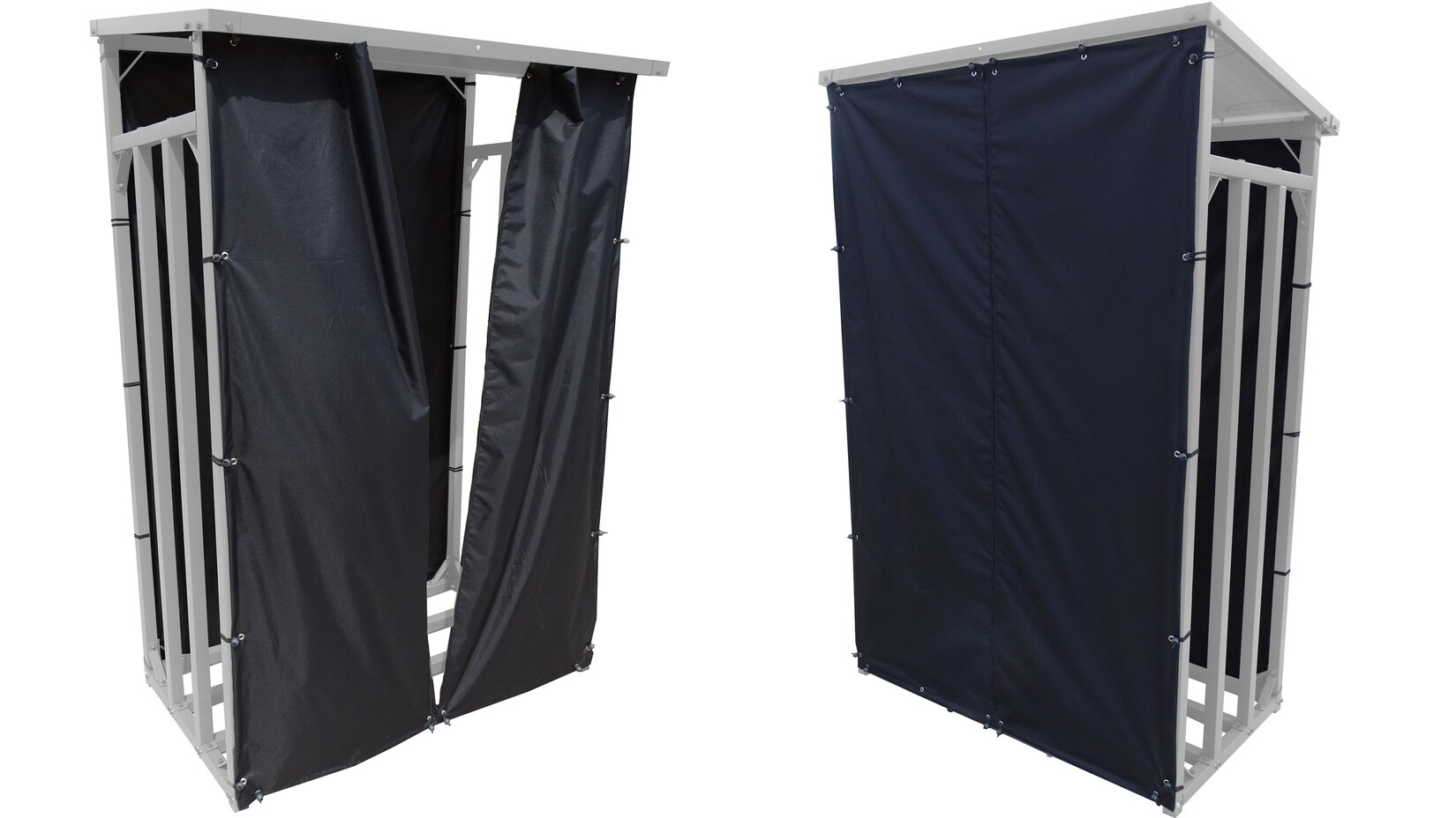 Grasekamp Wetterschutz Set Front und Rückwand zu  Kaminholzunterstand XL 200x70x203cm  Polyester Schwarz | 04001827303059