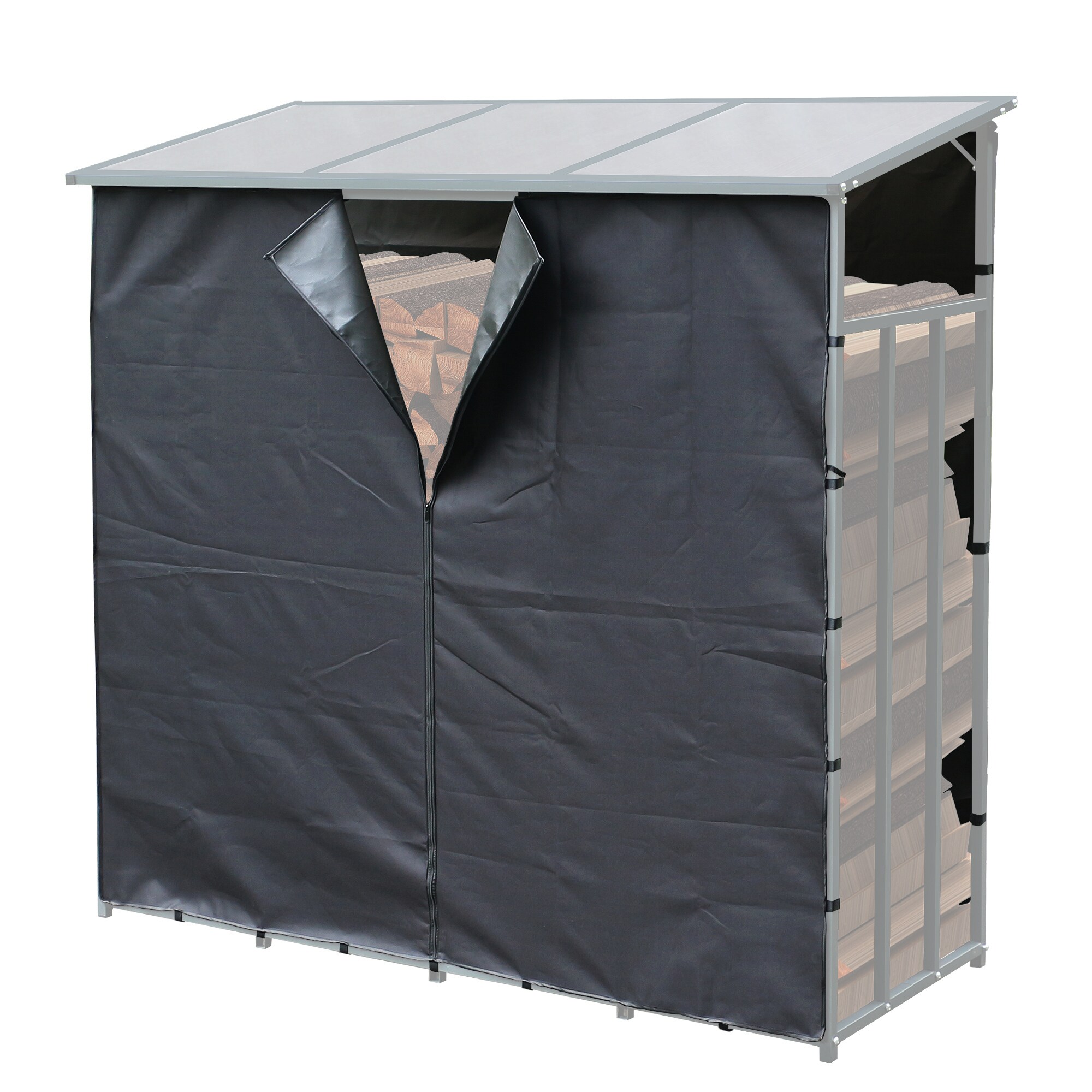 Grasekamp Wetterschutz Set f&uuml;r Kaminholzlager  143x70x130/145cm Grau - Bild 1