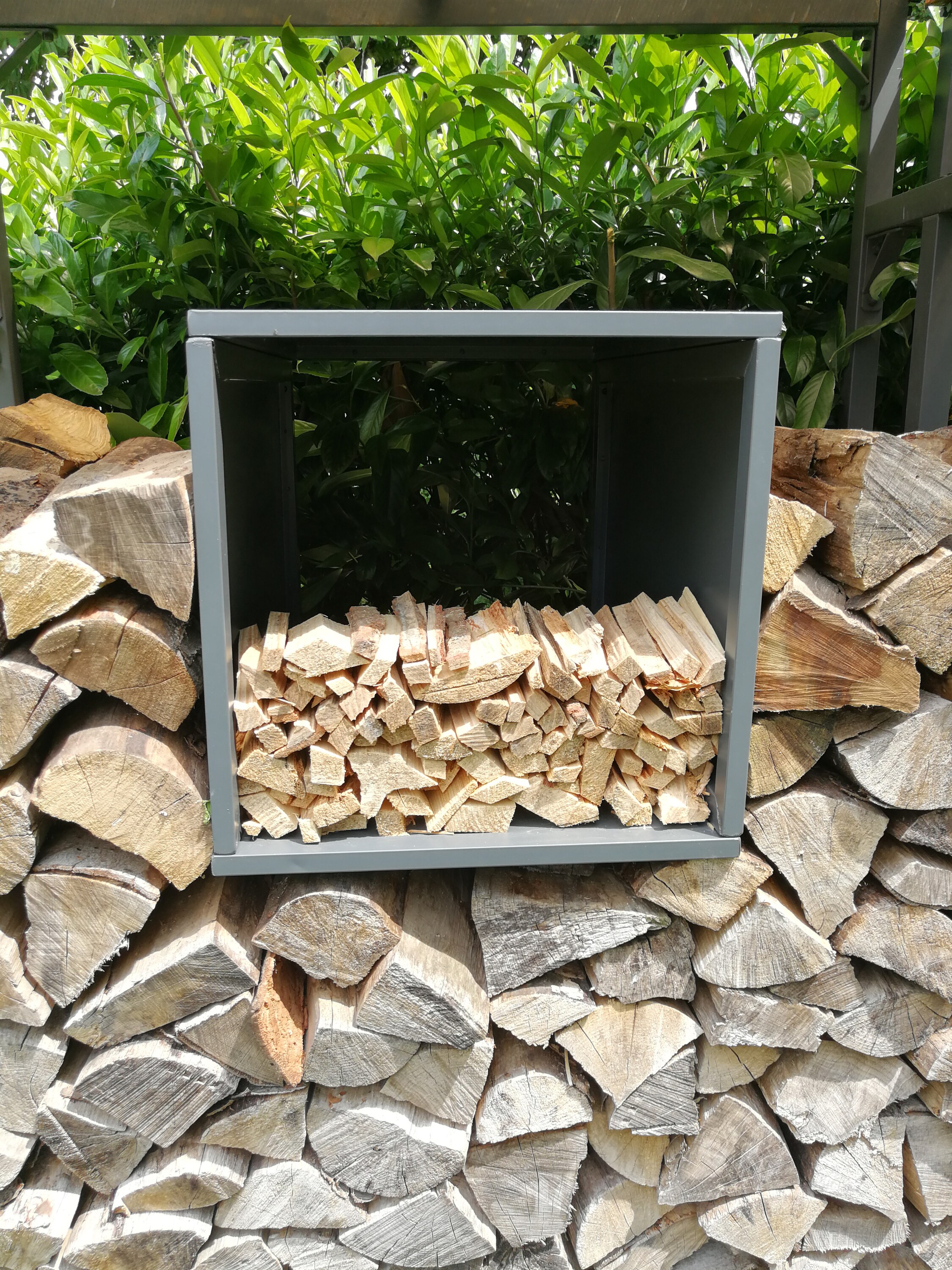 Grasekamp Box Anmachholz zu Kaminholzunterstand  Kaminholzlager 48x48x70cm - Bild 1