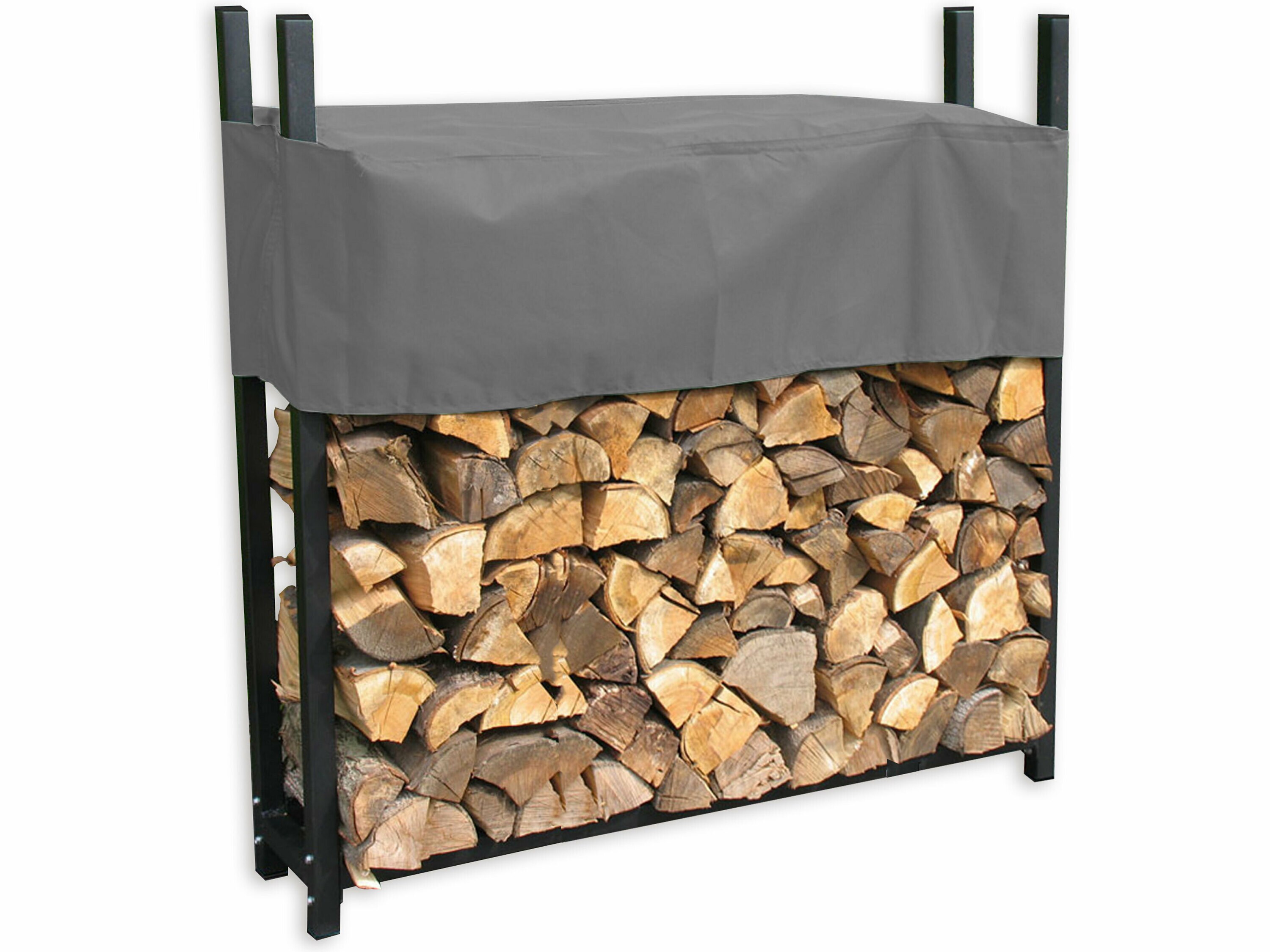 Grasekamp Metall Kaminholzregal 120 x 25 x 120 cm  0,5 RM mit Schutzh&uuml;lle Grau Holzregal  Kaminholzunterstand Stapelhilfe - Bild 1