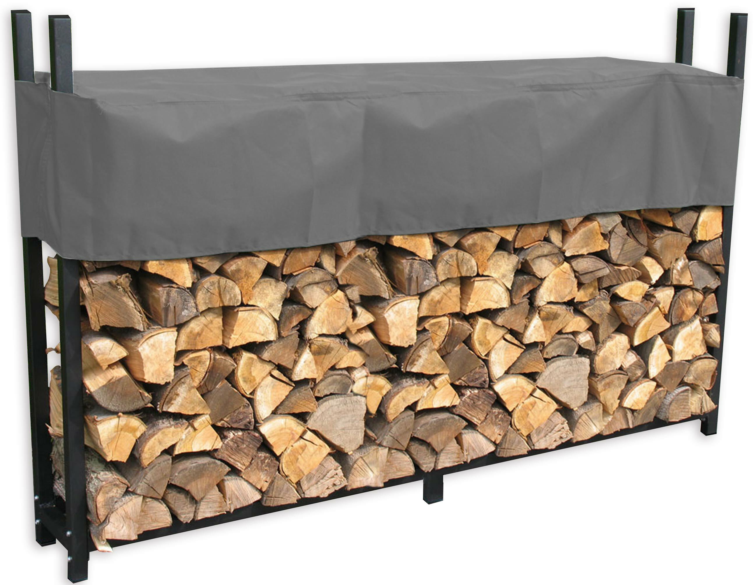 Grasekamp Metall Kaminholzregal 238 x 35 x 120 cm  1,4 RM mit Schutzh&uuml;lle Grau Holzregal  Kaminholzunterstand Stapelhilfe - Bild 1