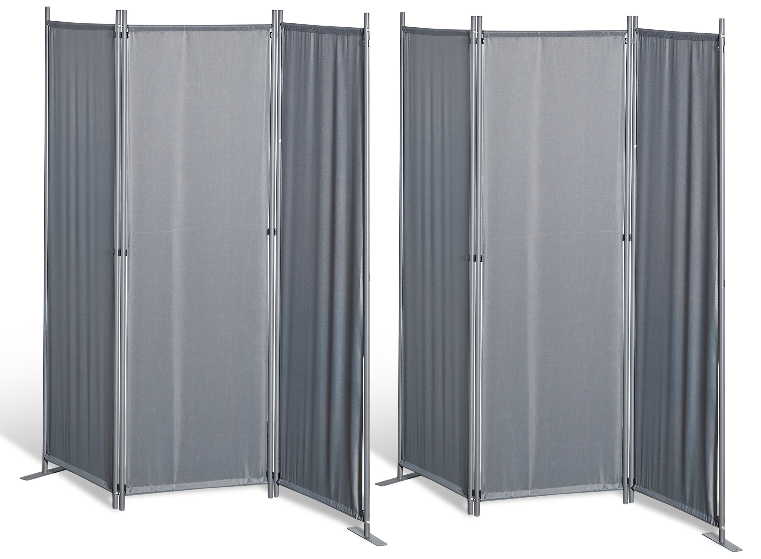 Grasekamp 2 St&uuml;ck Paravent 3tlg Raumteiler  Trennwand Sichtschutz Grau - Bild 1