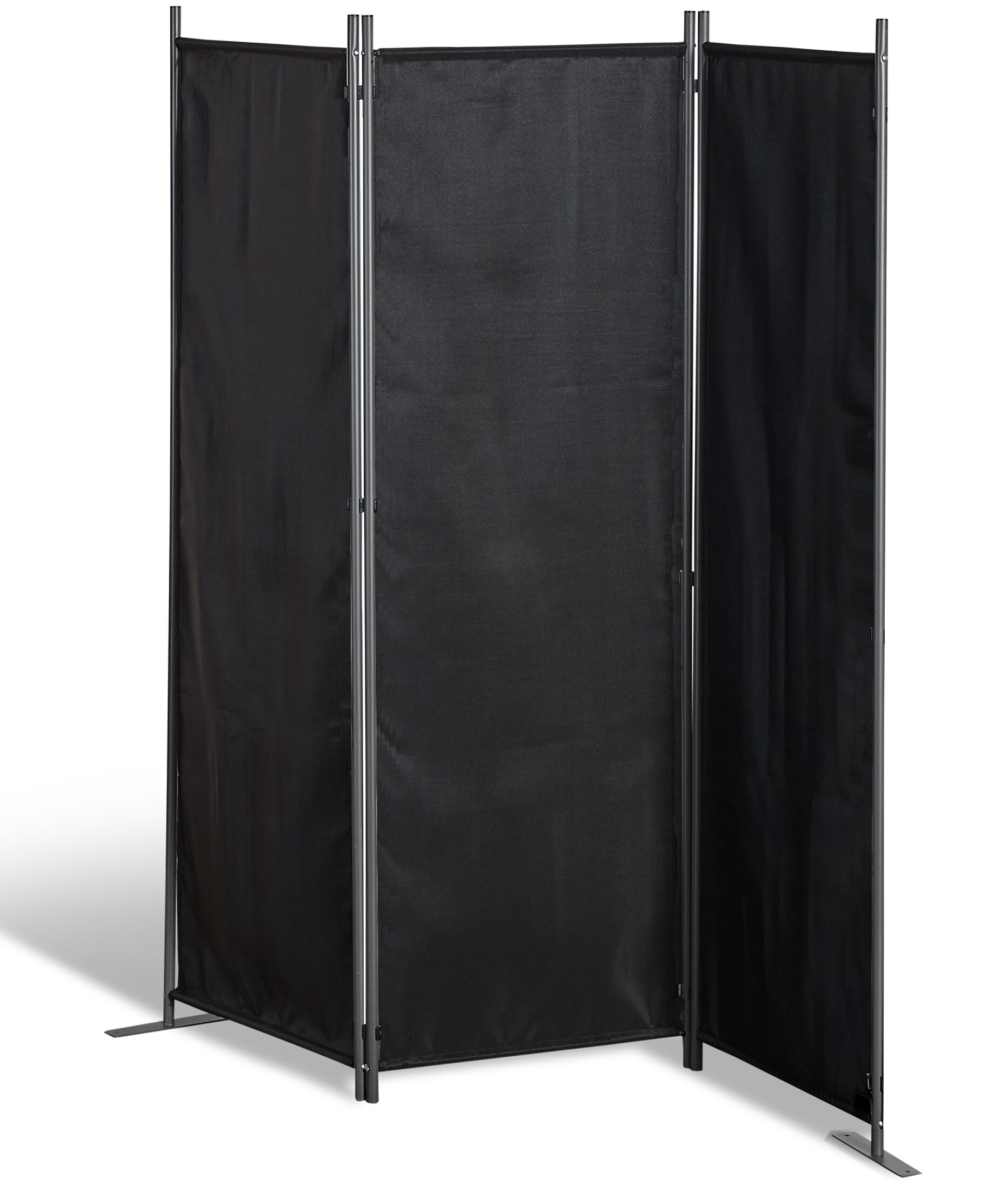 Grasekamp Stellwand 165x170 cm dreiteilig -  schwarz - Paravent Raumteiler Trennwand  Sichtschutz - Bild 1