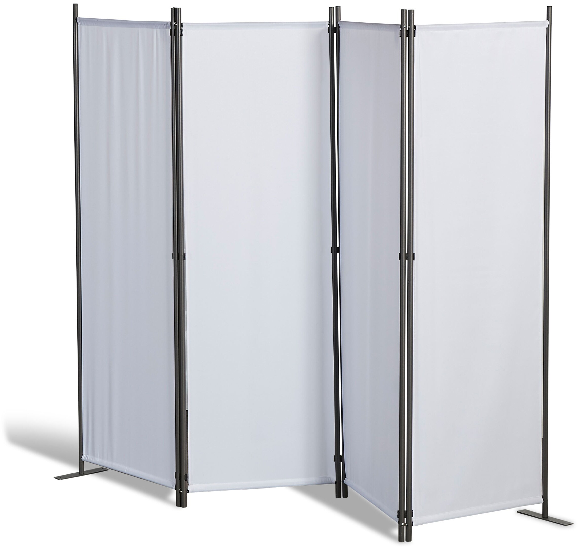 Grasekamp Paravent 4 teilig Wei&szlig; Raumteiler  Trennwand Sichtschutz Balkontrennung - Bild 1