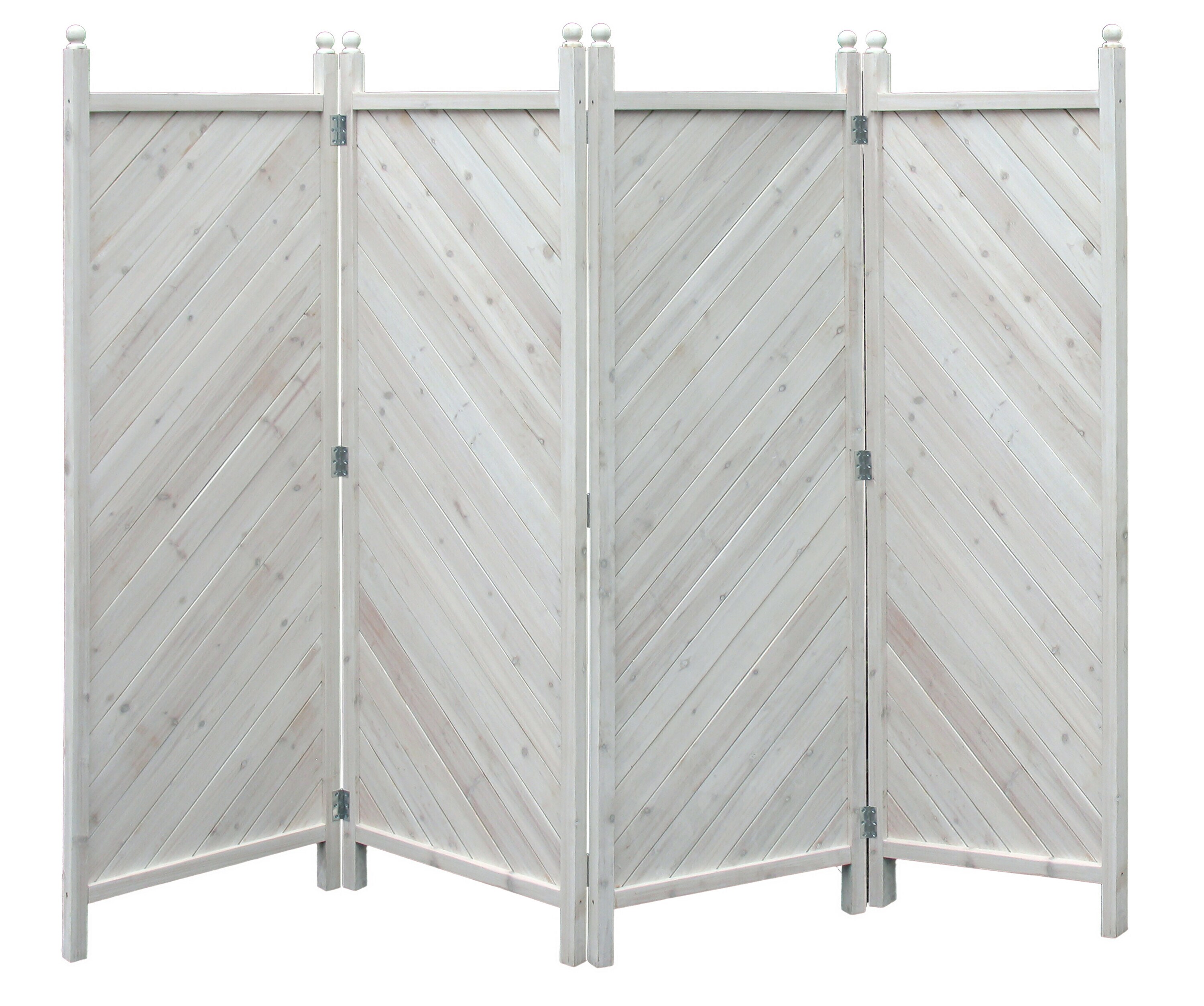 Grasekamp Paravent 4tlg Raumteiler Trennwand  Sichtschutz Kiefer Weiss M&uuml;nchen - Bild 1