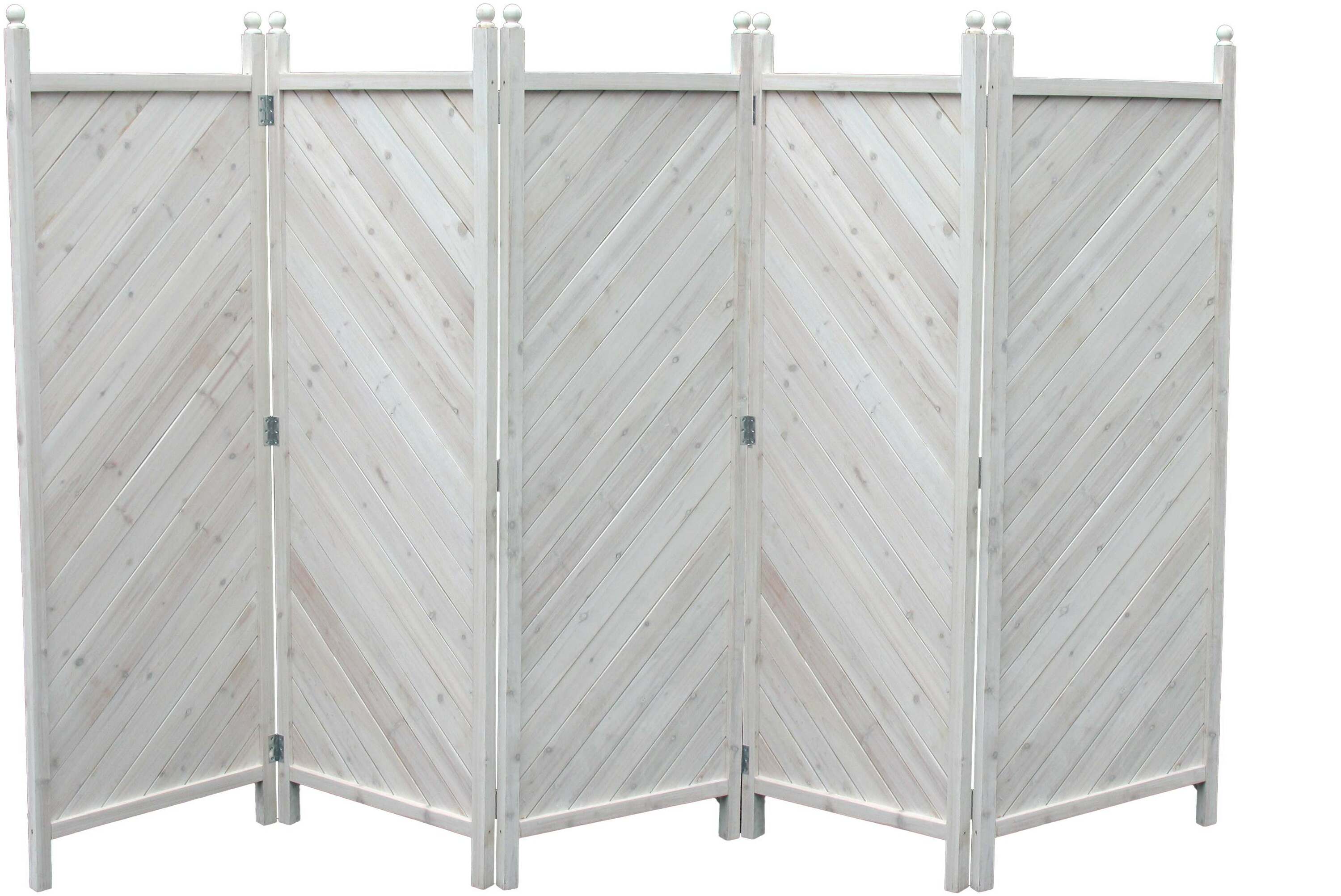 Grasekamp Paravent 5tlg Raumteiler Trennwand  Sichtschutz Kiefer Weiss M&uuml;nchen - Bild 1