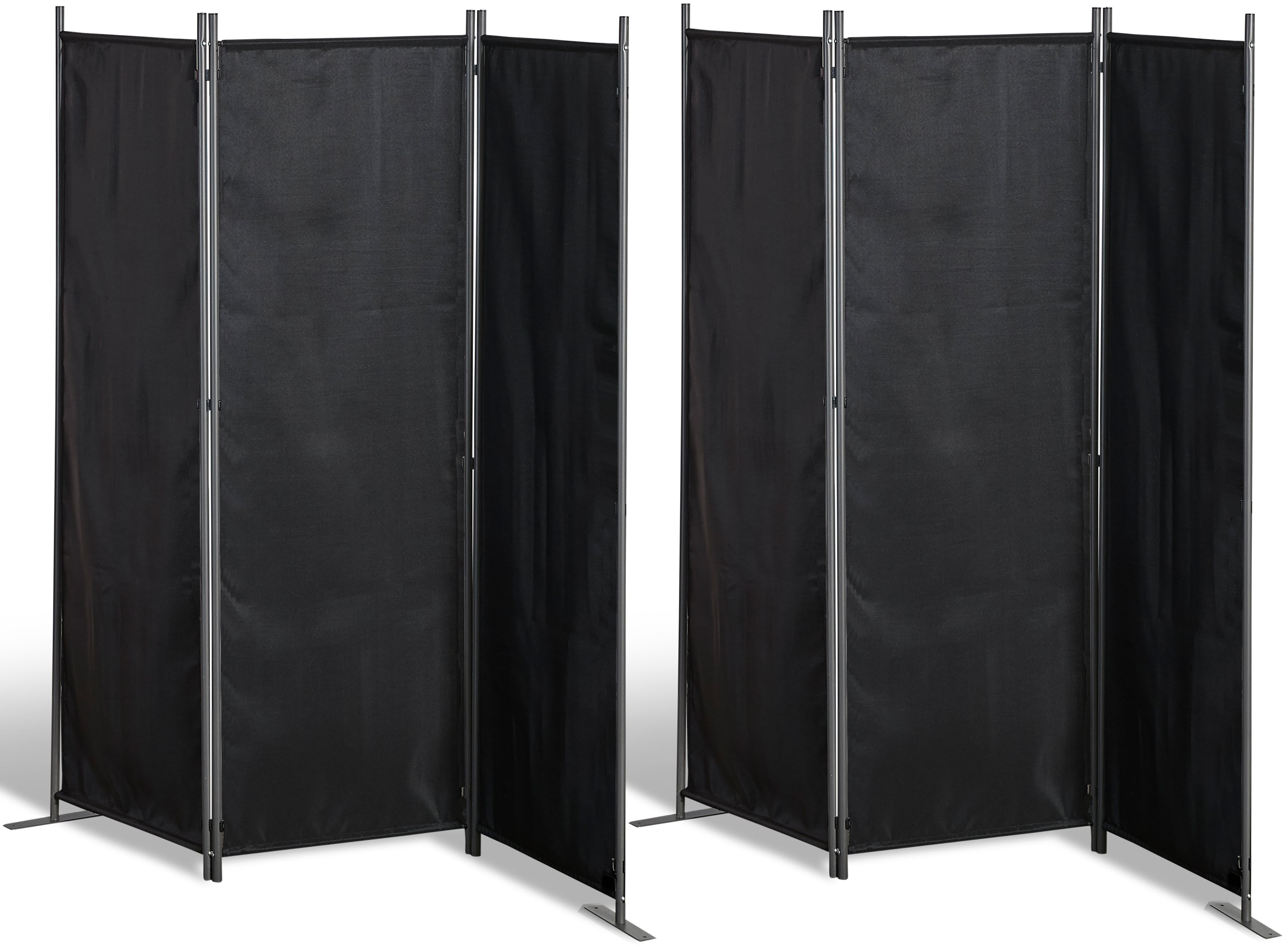 Grasekamp 2 St&uuml;ck Paravent 3tlg Raumteiler  Trennwand Sichtschutz Schwarz - Bild 1