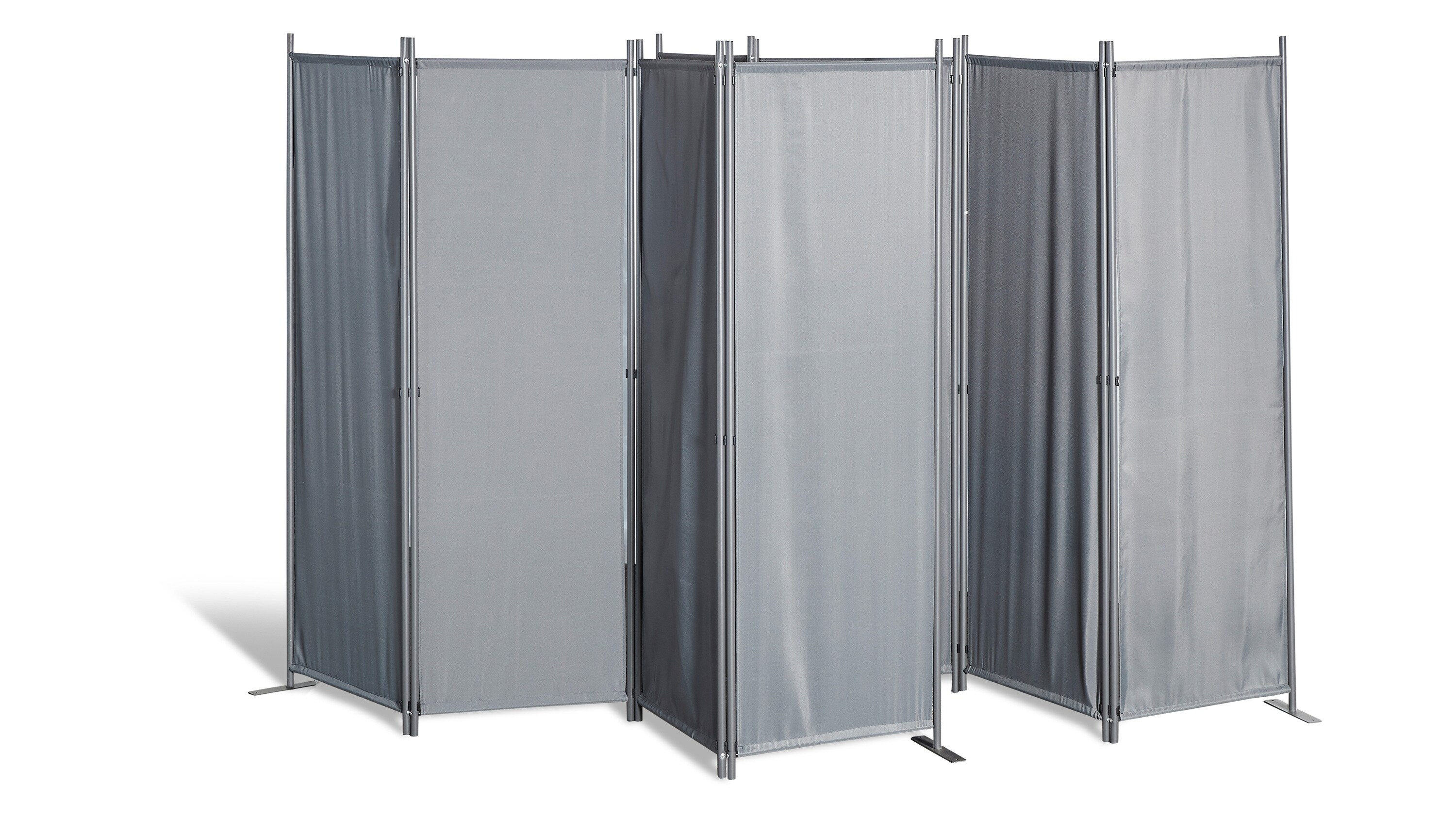 Grasekamp 2 St&uuml;ck Paravent 4tlg Raumteiler  Trennwand Sichtschutz Grau - Bild 1