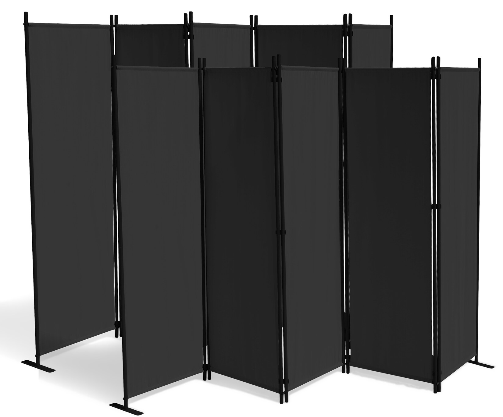 Grasekamp 2 Stück Paravent 5 teilig Schwarz  Raumteiler Trennwand Sichtschutz | 04001827478368