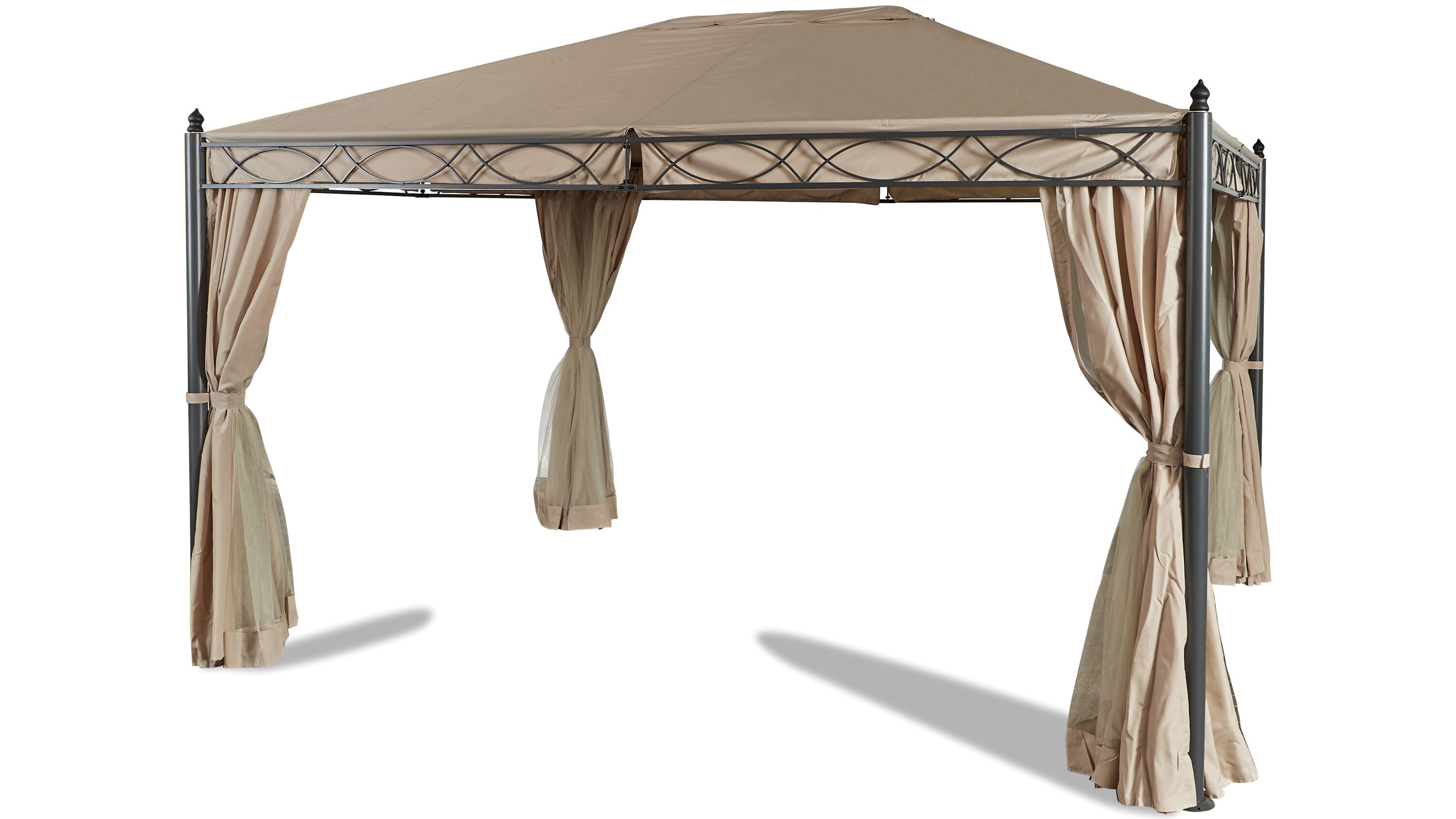 Grasekamp Garten-Pavillon ROM 3x4m mit 2  Seitenteil Sets geschlossen und mit  Moskito Netz Party-Zelt Terrassen-Dach - Bild 1