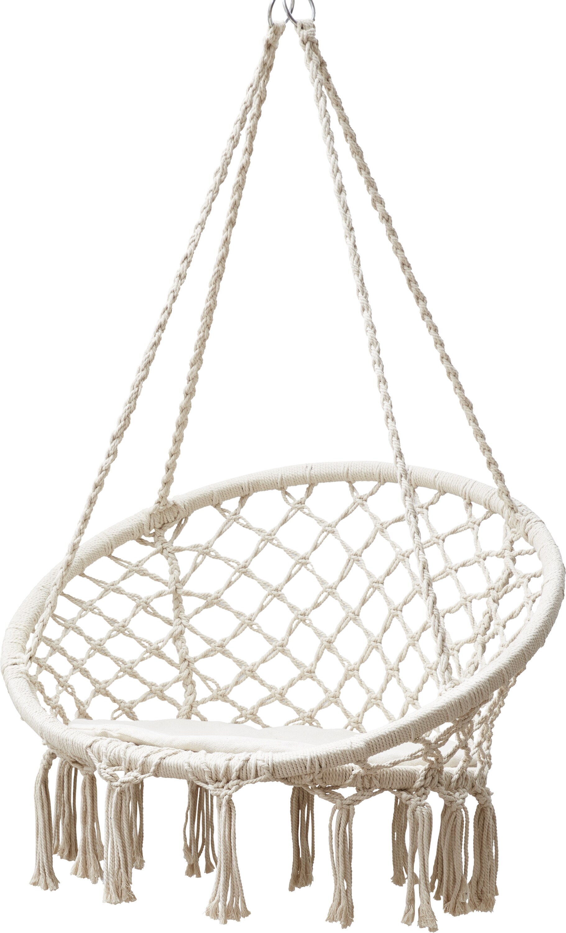 Grasekamp H&auml;ngesessel zum Aufh&auml;ngen mit rundem  Sitzkissen Beige Belastbarkeit max. 100  kg Schwebesessel - Bild 1