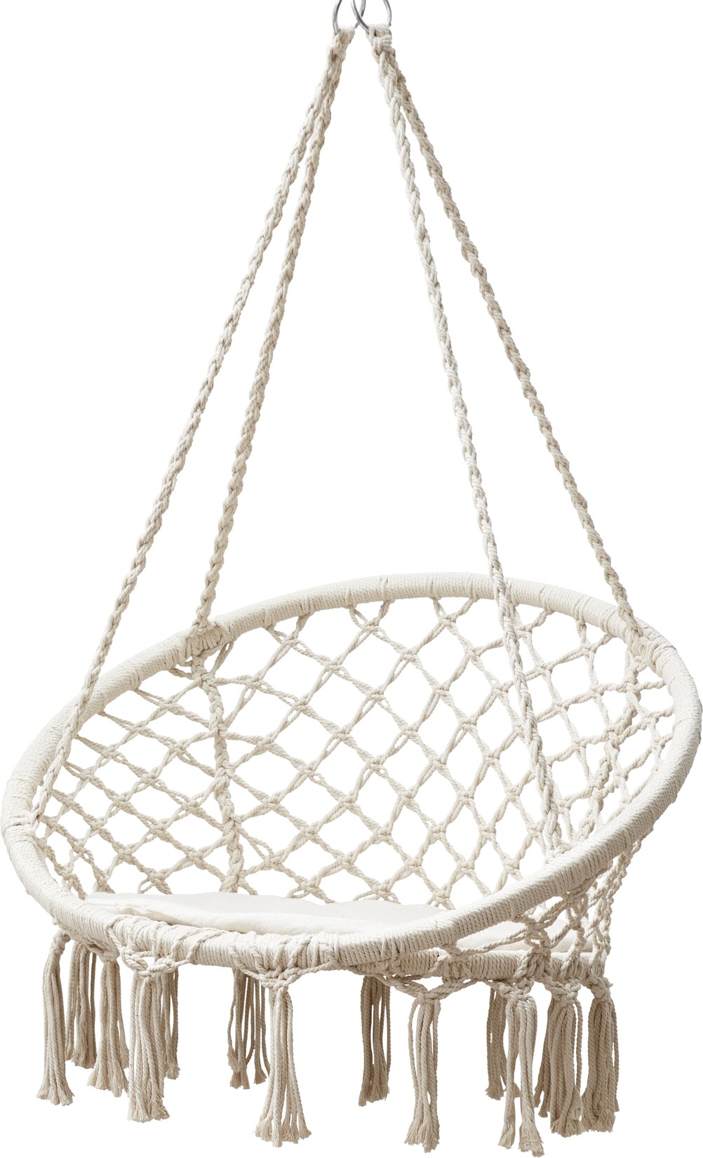 Grasekamp Hängesessel zum Aufhängen mit rundem  Sitzkissen Beige Belastbarkeit max. 100  kg Schwebesessel | 04001827482549