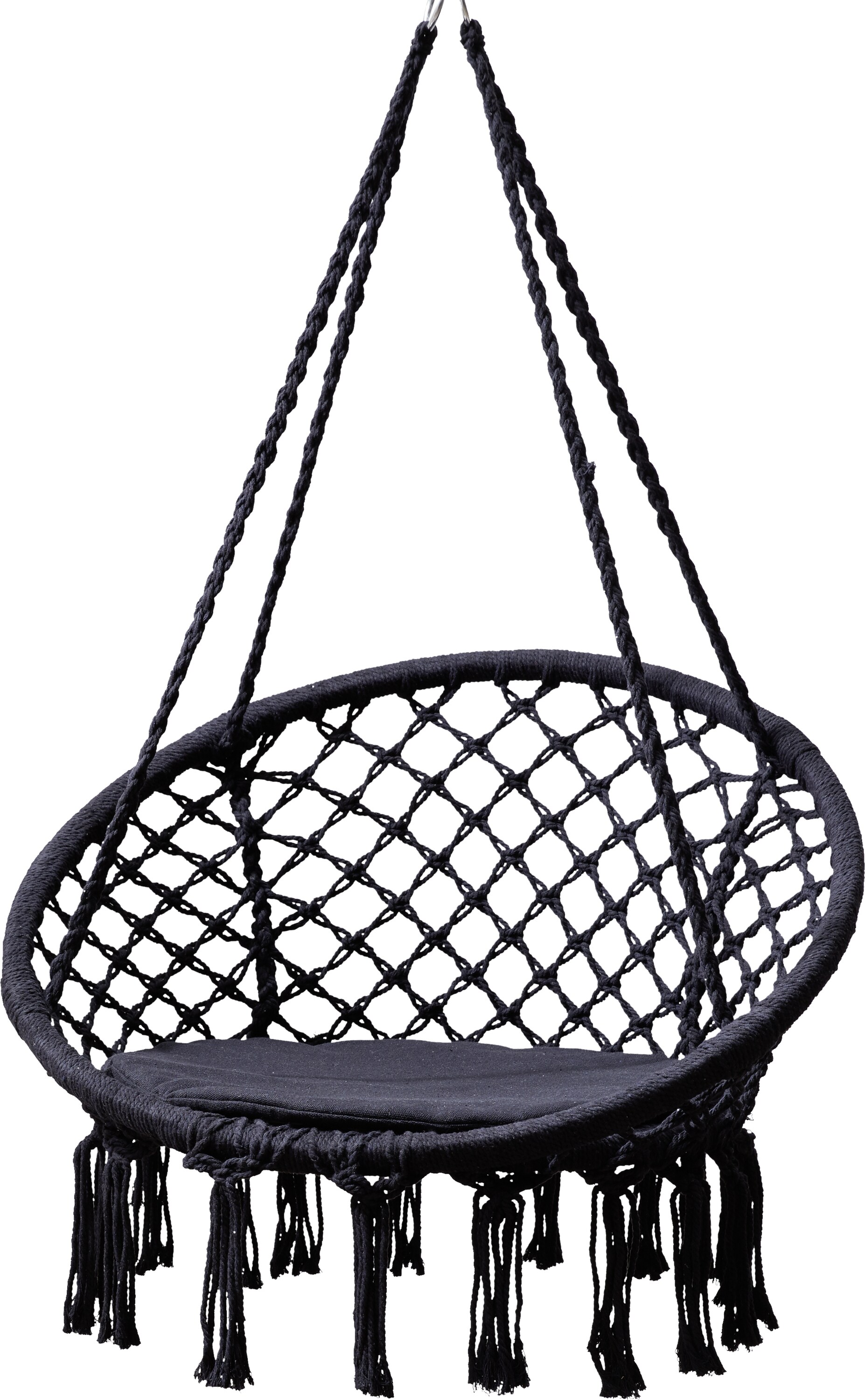 Grasekamp H&auml;ngesessel zum Aufh&auml;ngen mit rundem  Sitzkissen Schwarz Belastbarkeit max.  100 kg Schwebesessel - Bild 1