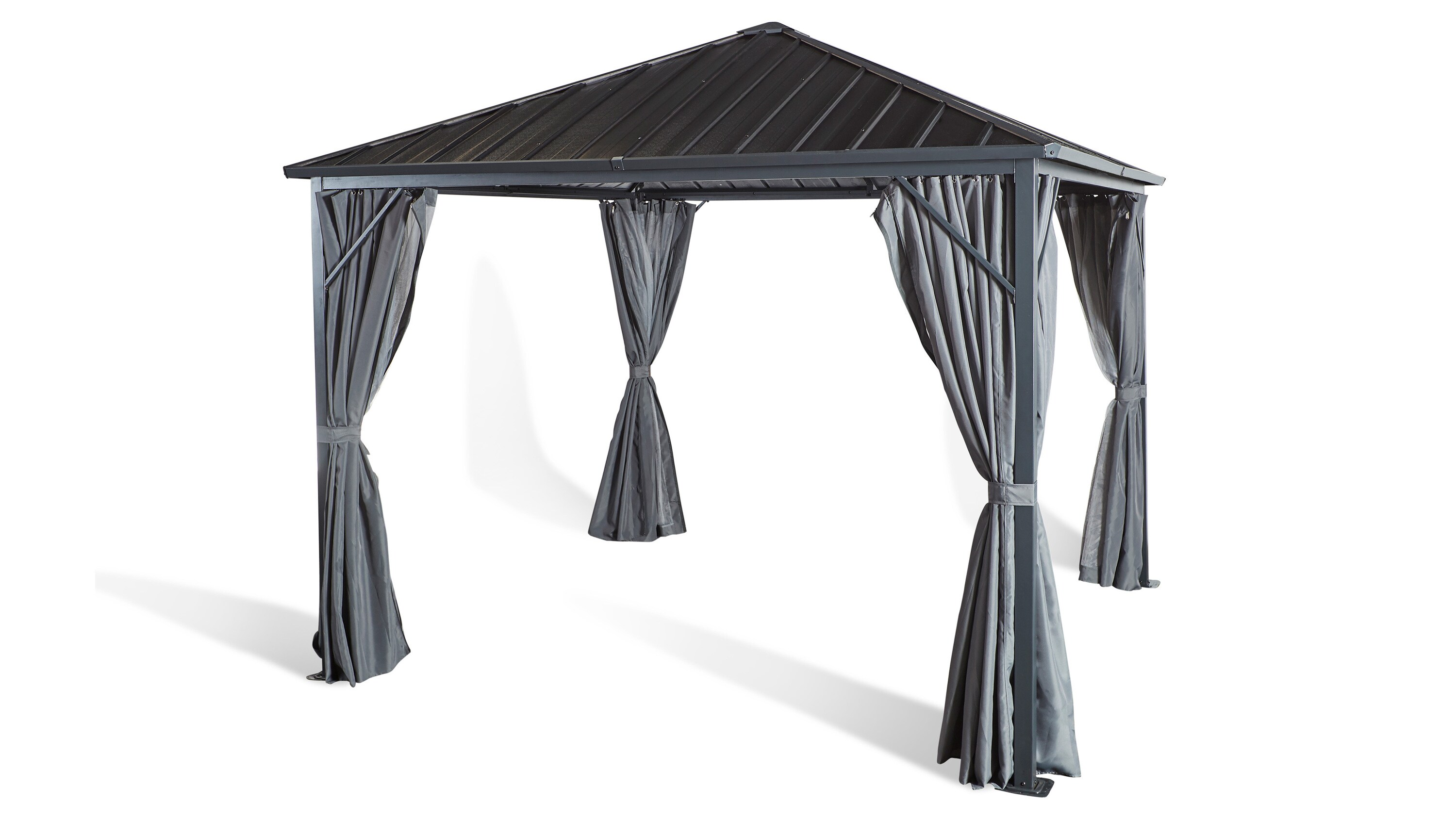 Grasekamp Wellenplatten Pavillon 3x3m mit  2 Seitenteil Sets Grau Hardtop  Profilplatten extrastabil - Bild 1